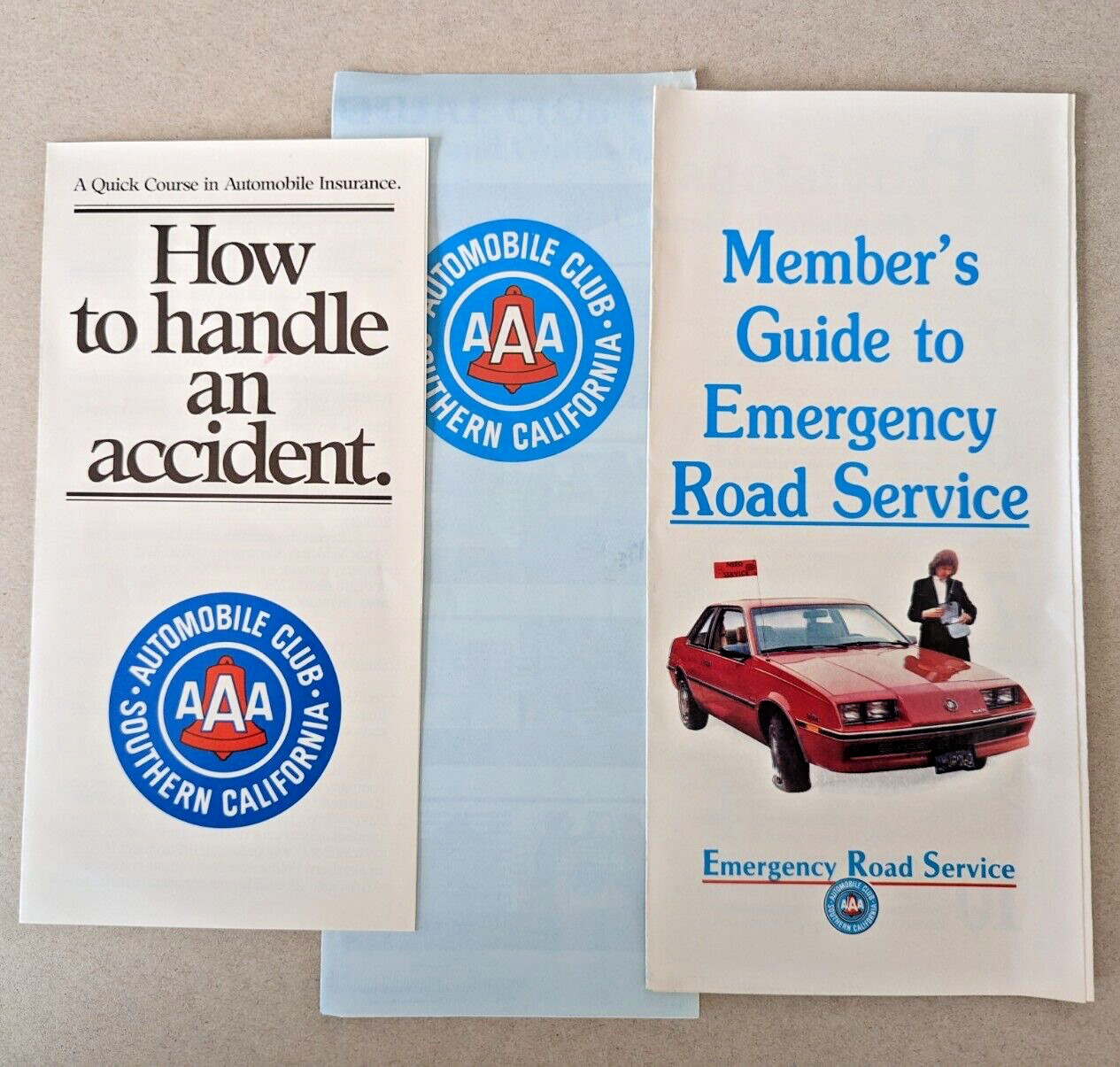 3 Vintage AAA Automobile Club Brochures Accident / Emergency / Services 1980s