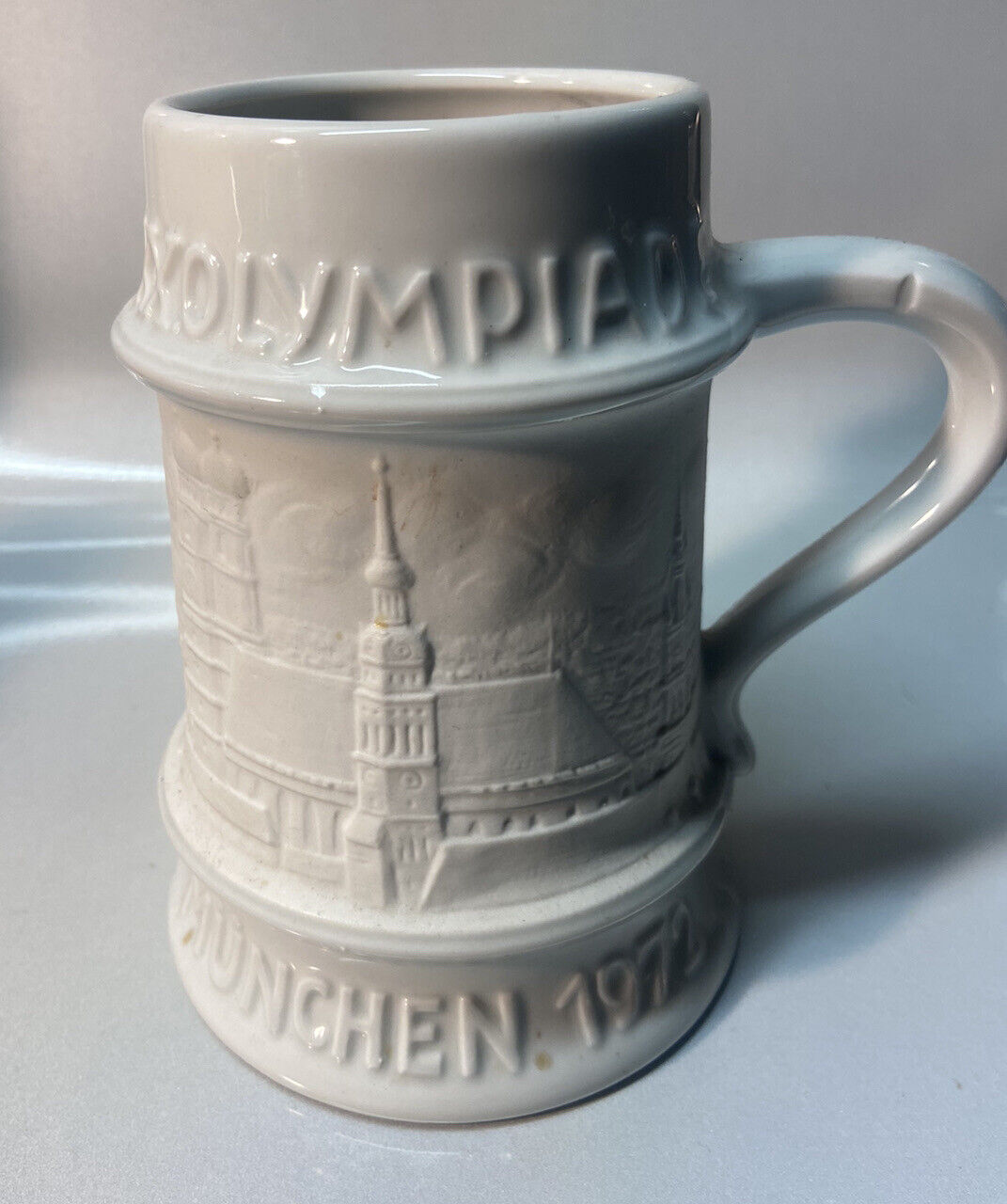 Vintage 1972 Olympics Munchen 3D Ceramic Beer Stein Mug MINTY