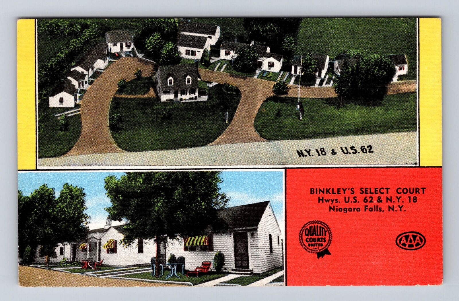 Niagara Falls NY-New York, Binkley\'s Select Court, Advertising, Vintage Postcard