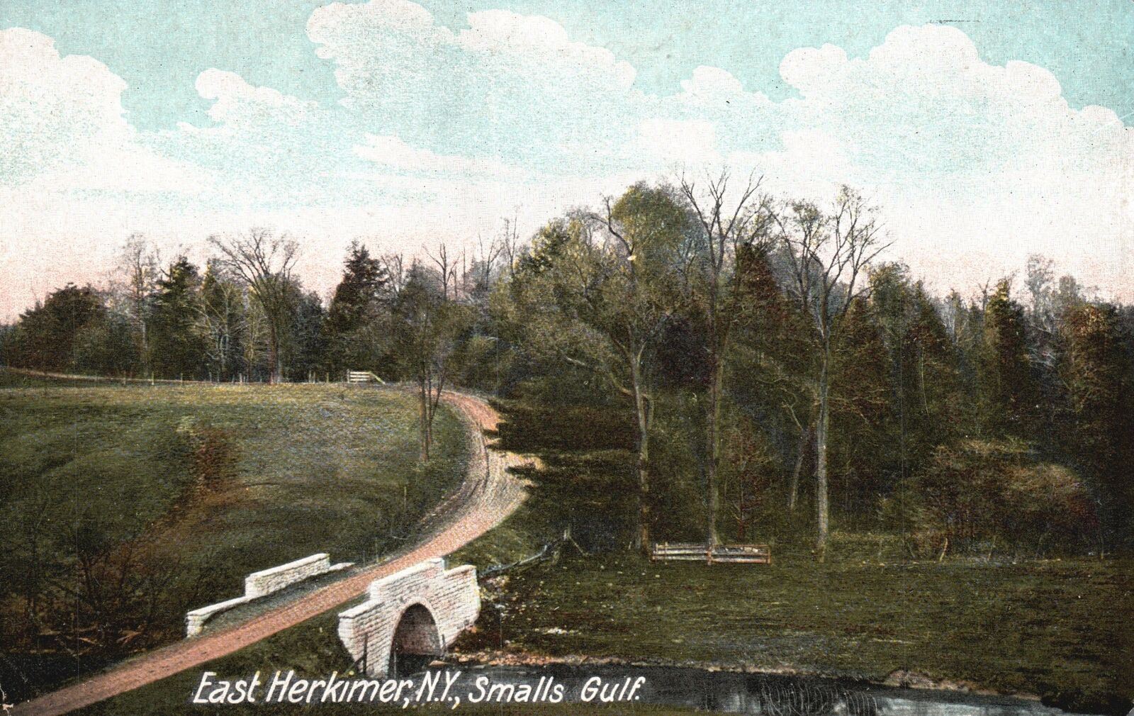 Vintage Postcard Small Gulf East Herkimer Forest Trails Pathway River New York
