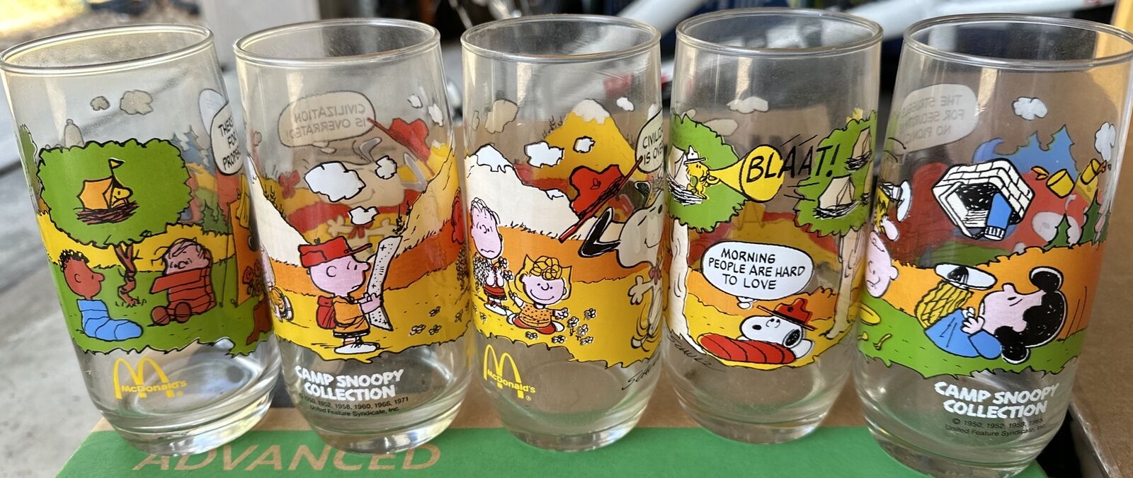 Vintage McDonald's Peanuts Camp Snoopy Collection Glasses Set of 5