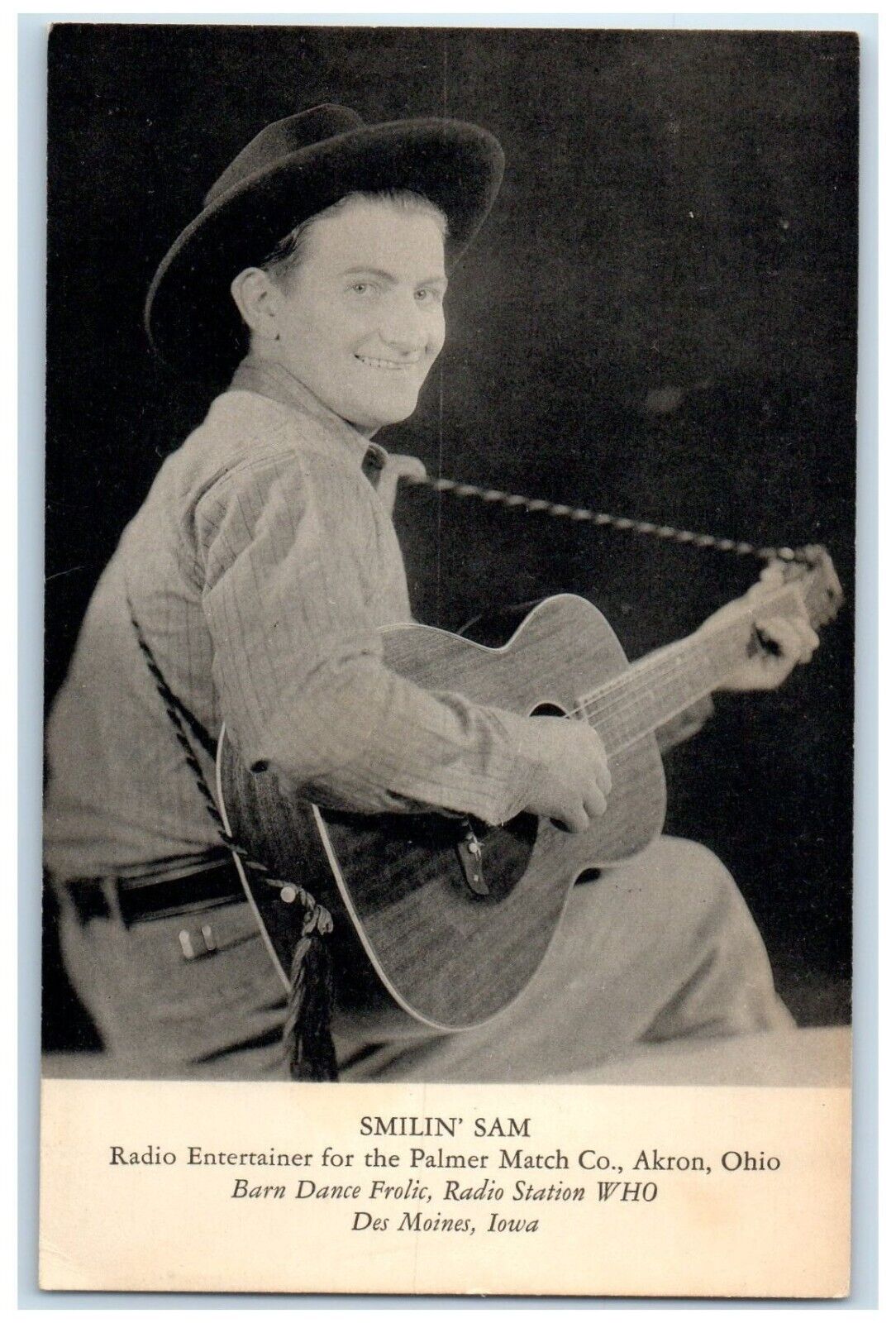 c1910\'s Smilin Sam Radio Entertainer Palmer Match Co. Akron Ohio Postcard