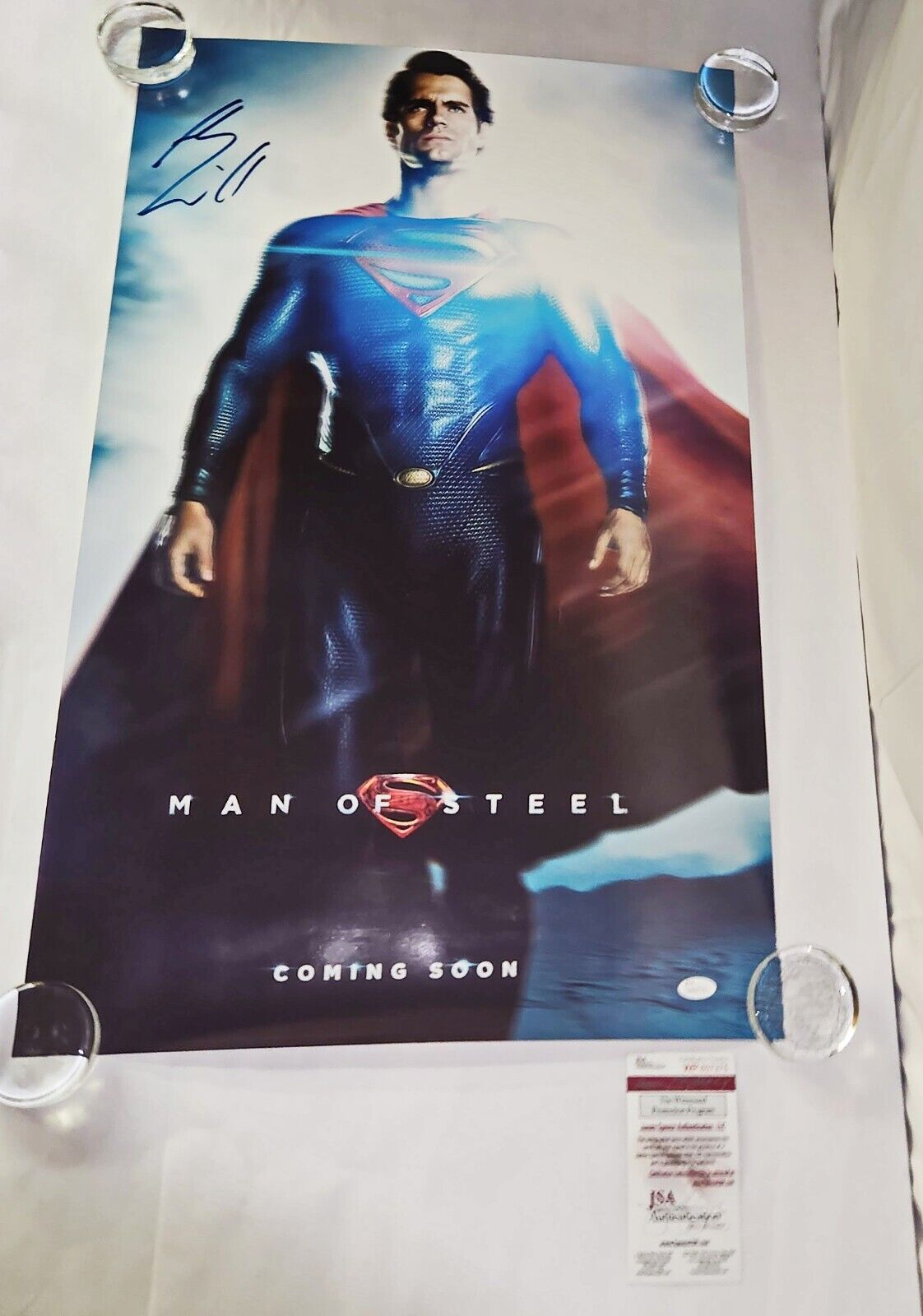  Henry Cavill autographed 20x30 Superman, Man of Steel poster JSA PSA WITNESS 