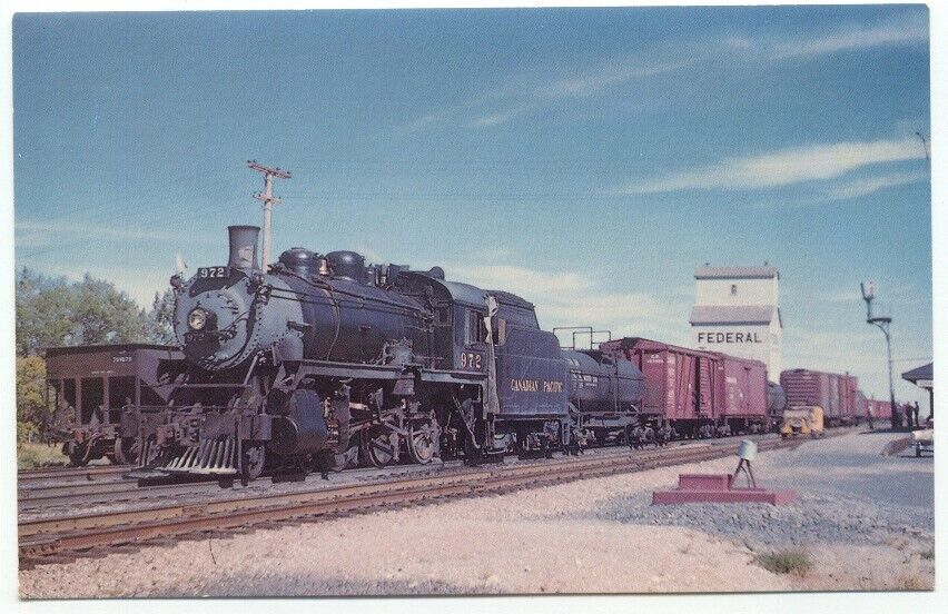 Canadian Pacific Railroad Steam Engine Locomotive 972 Train Canada Postcard