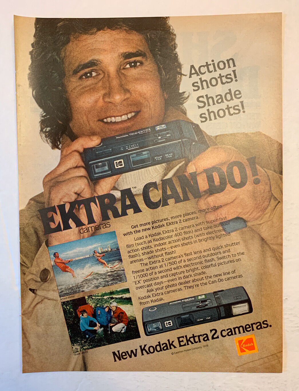 1978 Kodak Ektra 2 Camera Print Ad Michael Landon Original Vintage