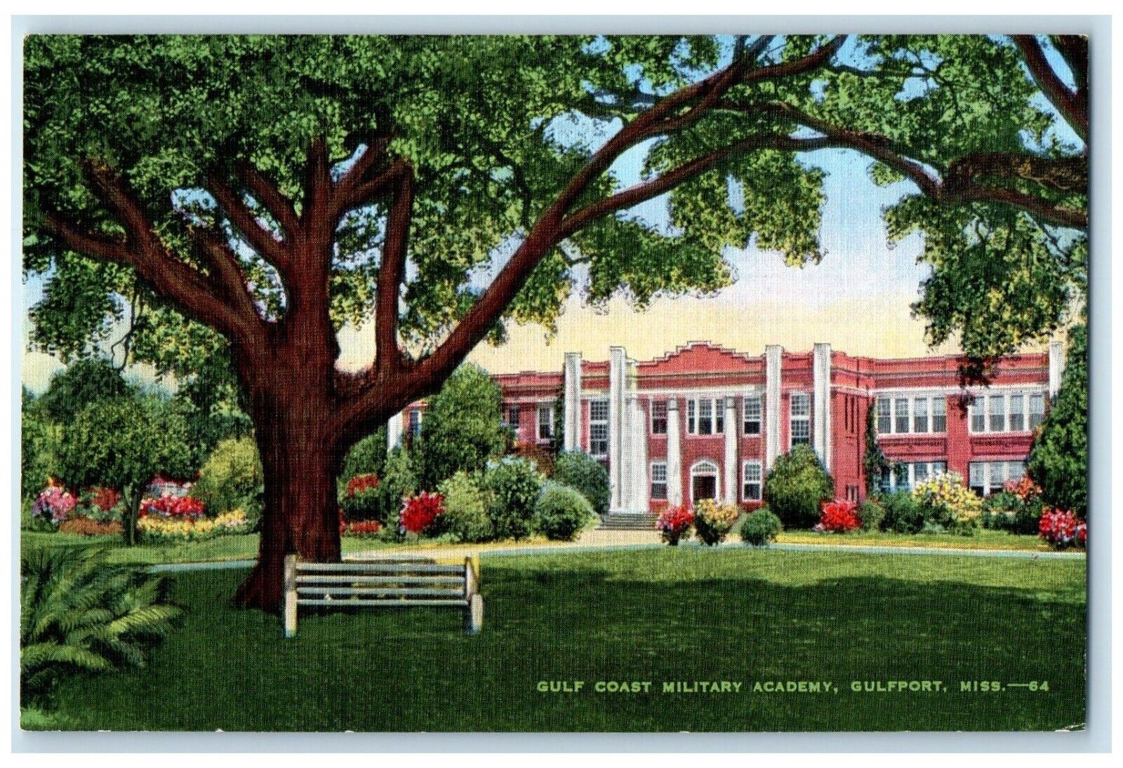 c1940 Gulf Coast Military Academy Gulfport Mississippi Vintage Antique Postcard