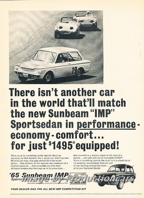 1965 Sunbeam Imp Rootes Classic - Advertisement Car  Print Ad PE21