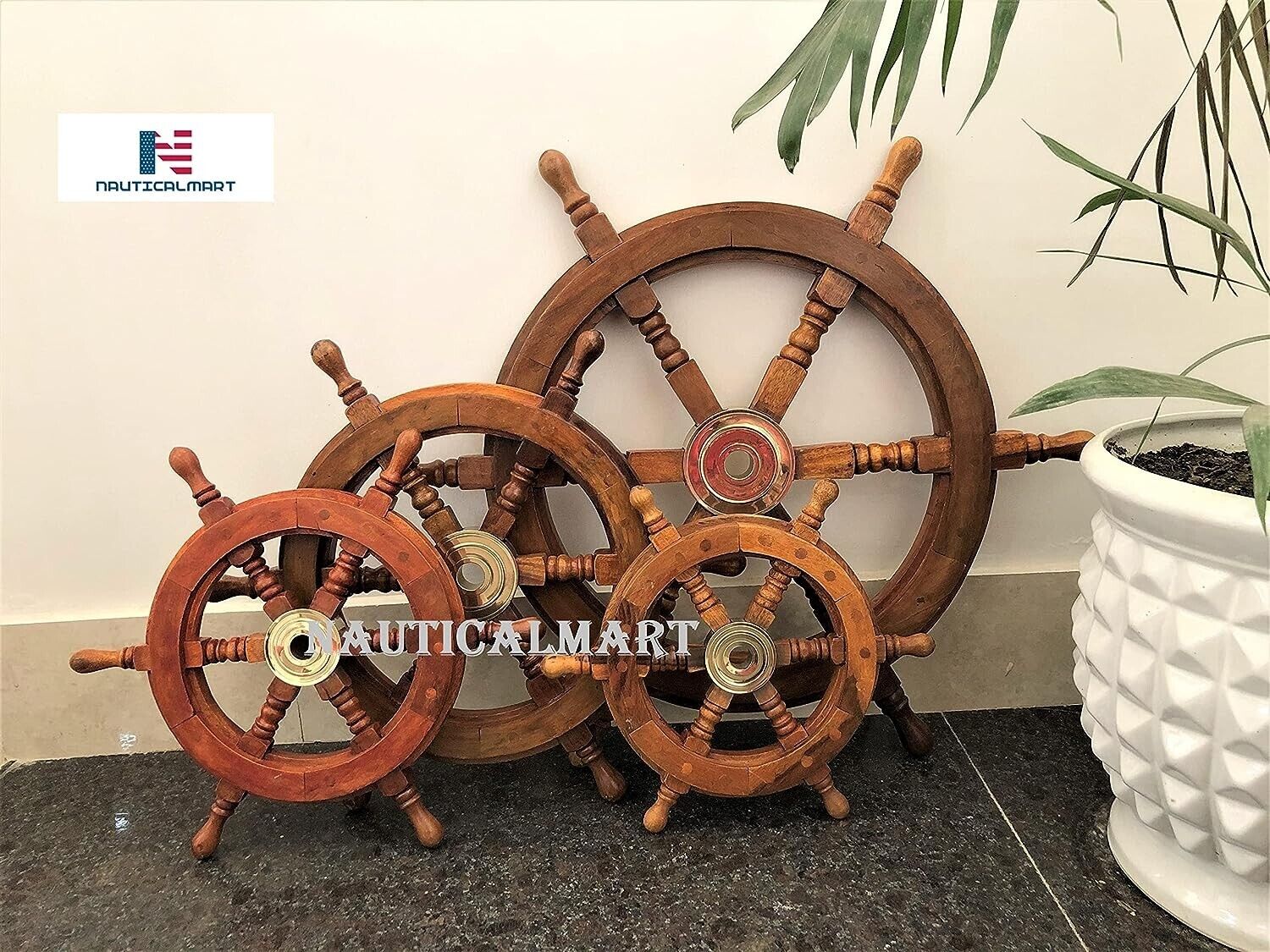 NauticalMart Sailors Special Wooden Ship Wheel, 15