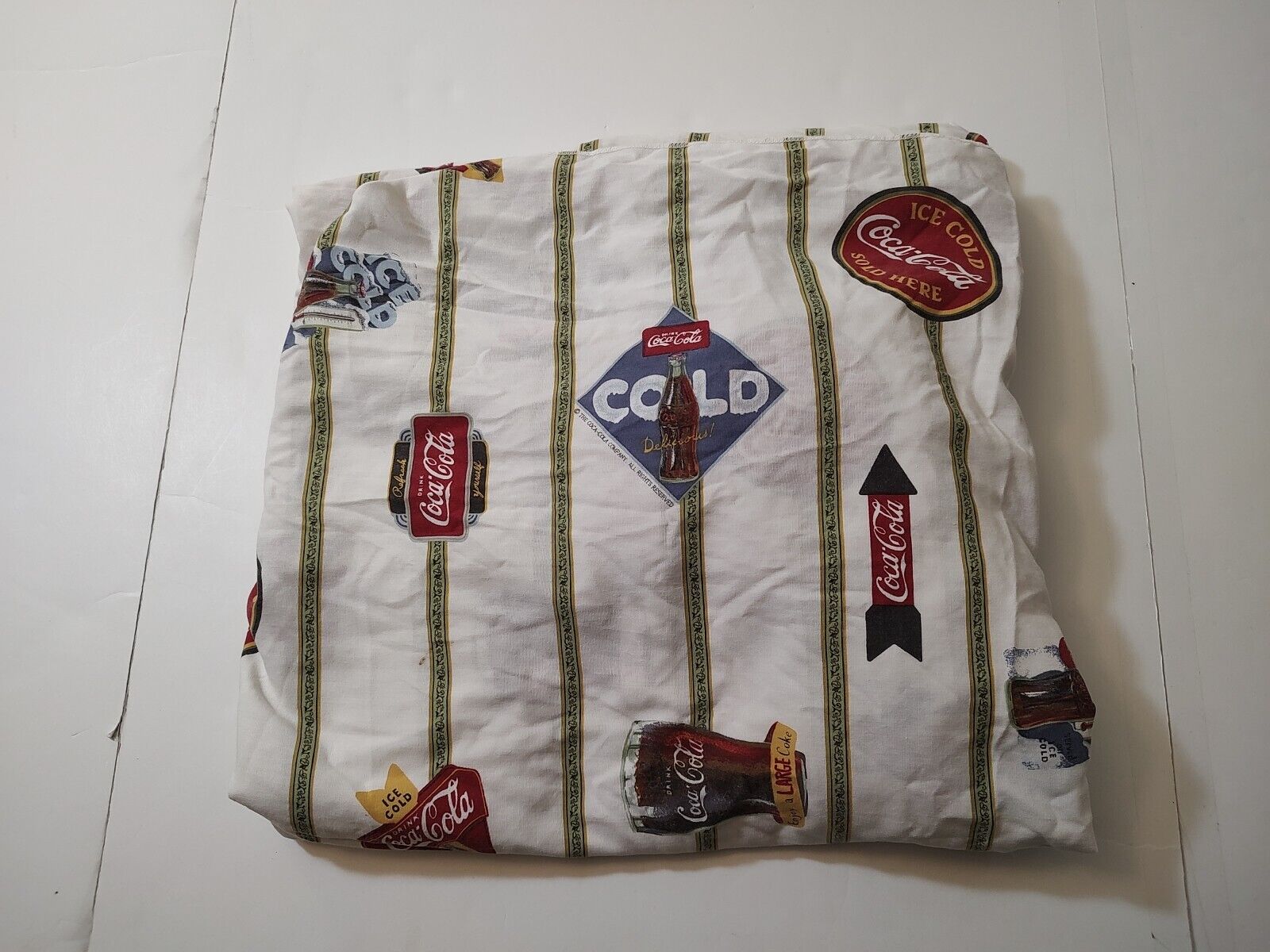 Vintage Coca Cola King Size Fitted Sheet 90s
