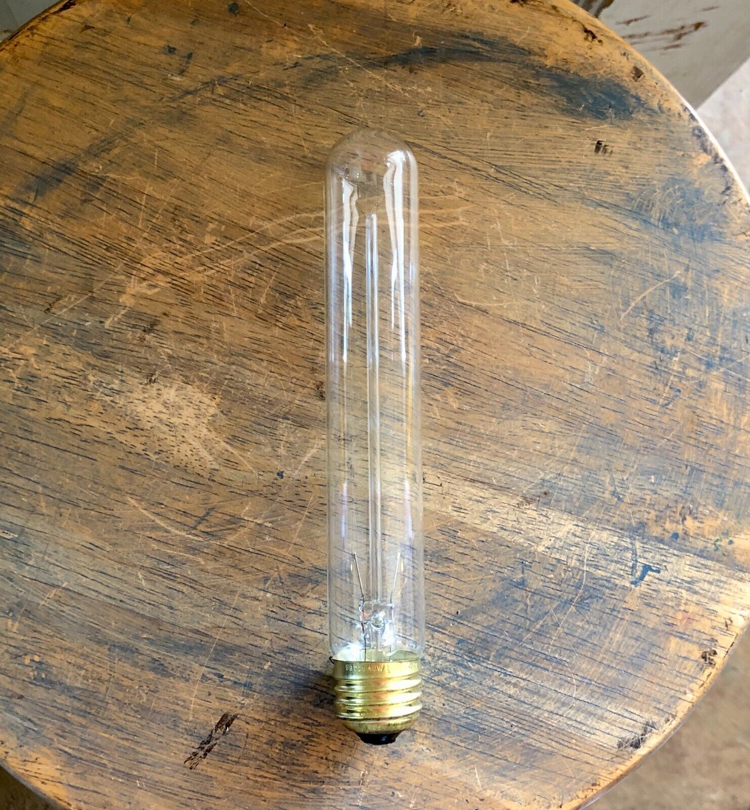 Long Tubular Light Bulb, 60 Watt Vintage Edison Style Filament, Clear Glass T9