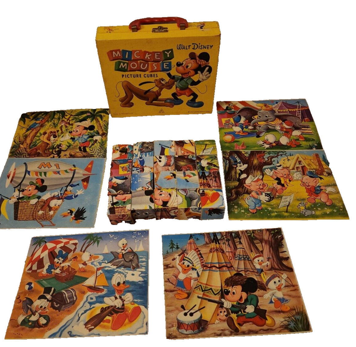 🔥 1950s Disney Mickey Mouse Picture Cubes West Germany MICKY MAUS RARE 20 CT
