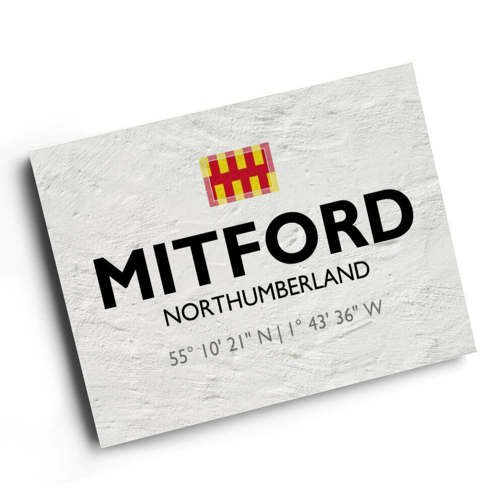 A3 PRINT - Mitford, Northumberland - Lat/Long NZ1786