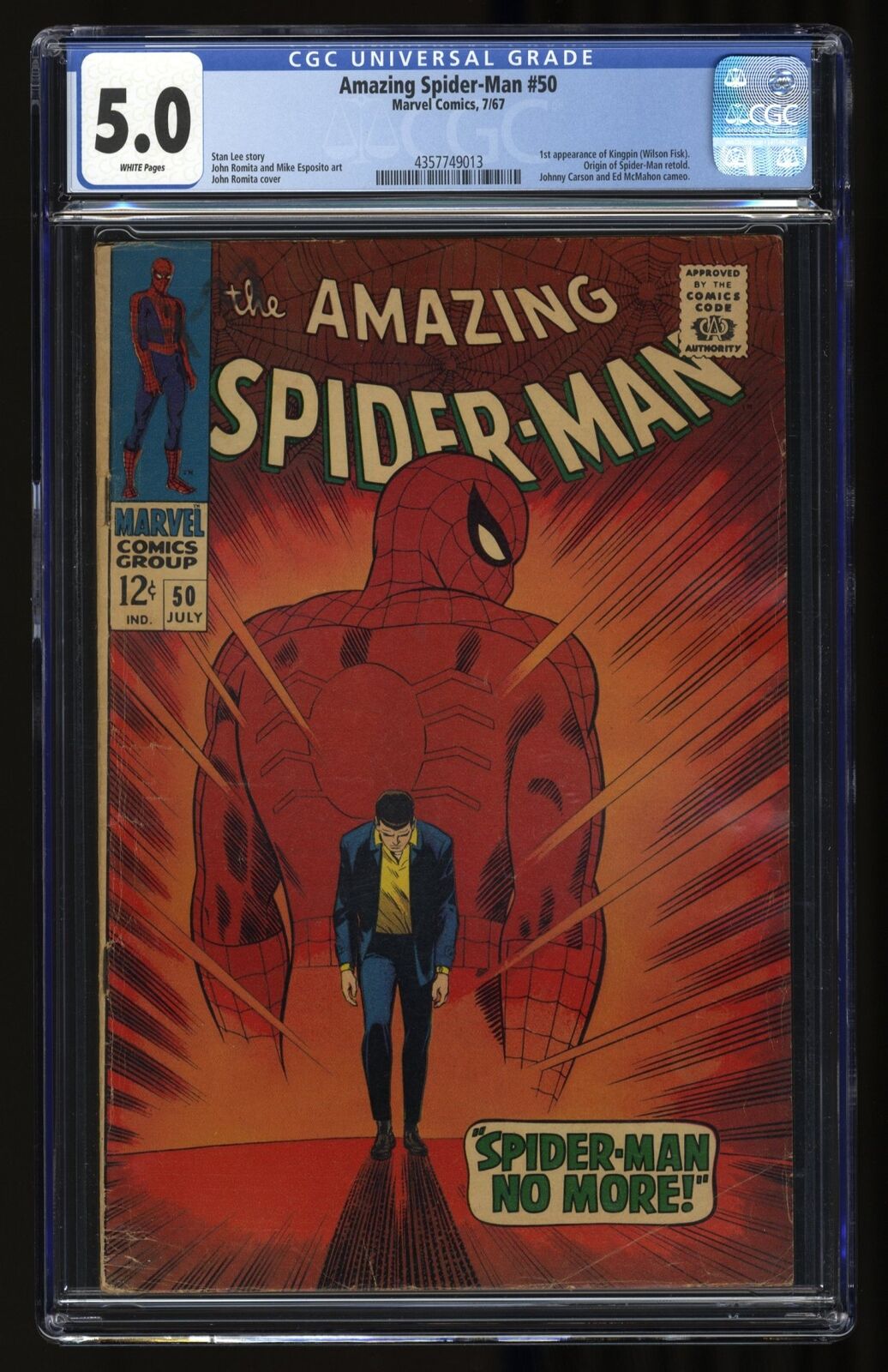 Amazing Spider-Man #50 CGC VG/FN 5.0 White Pages 1st Full Appearance Kingpin