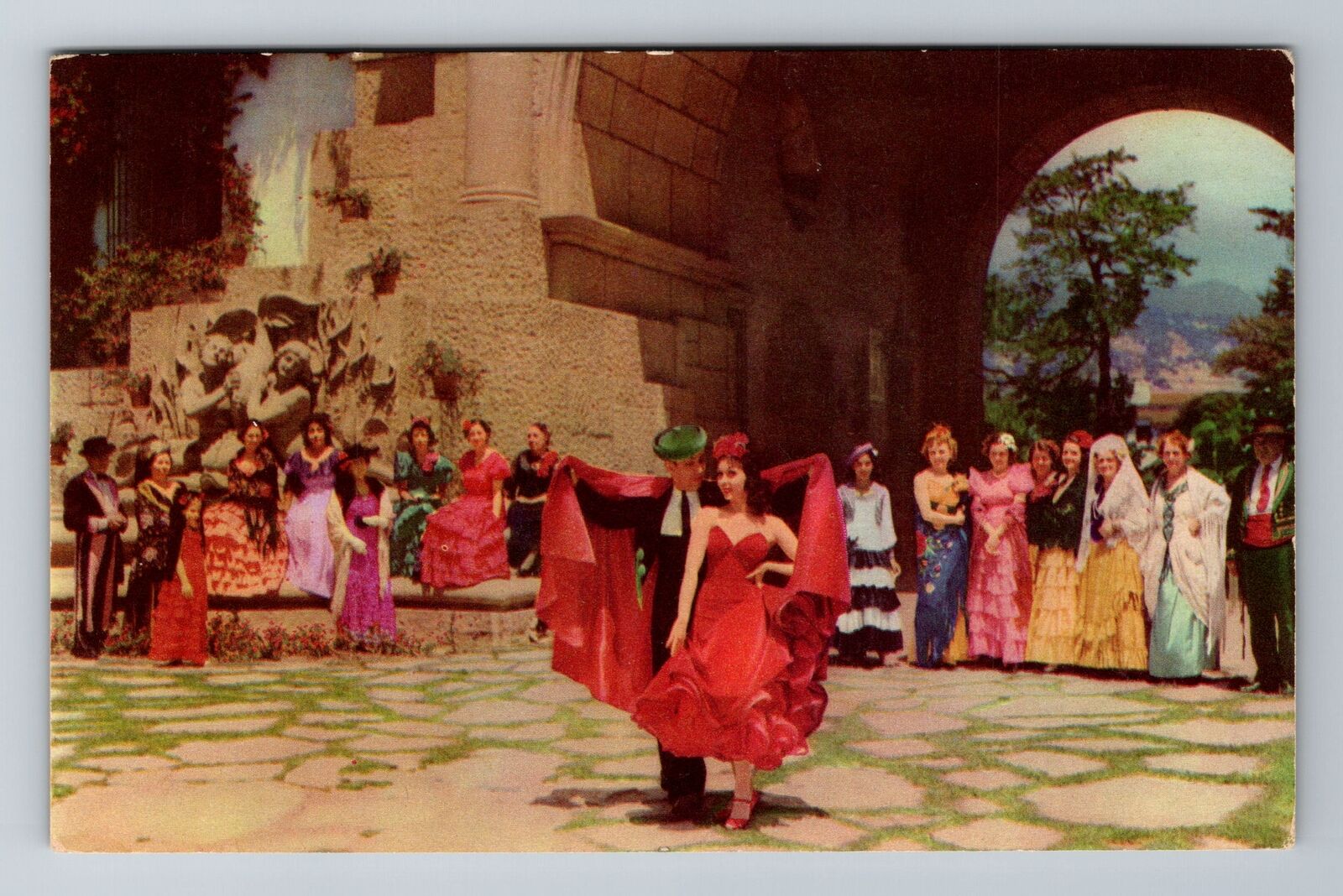 Santa Barbara CA-California, Dance At A Festival, Antique, Vintage Postcard