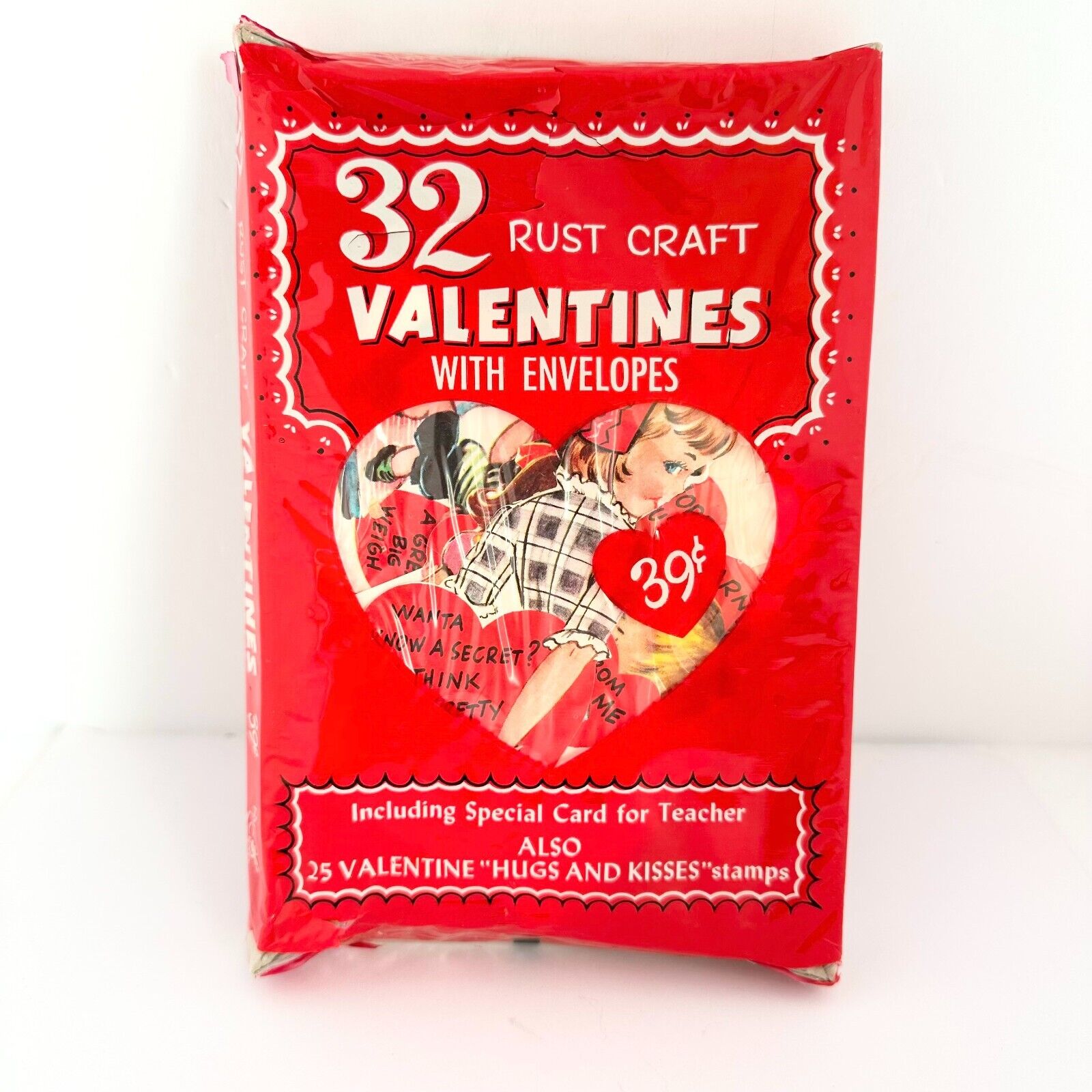 Rust Craft Box of 32 Valentines w/Envelopes Vintage New Old Stock Unopened