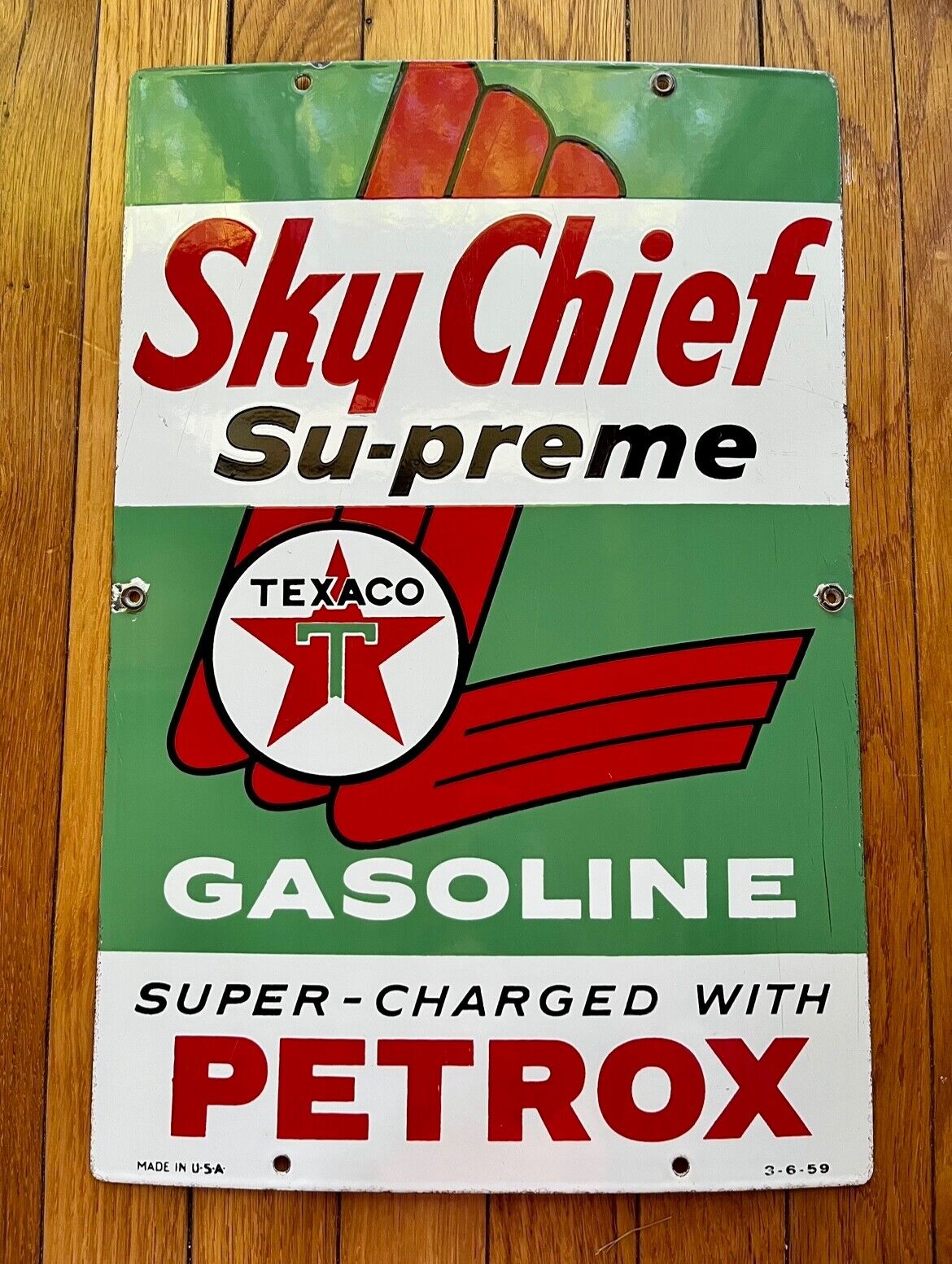Vintage 1959 Texaco Sky Chief Porcelain Sign 