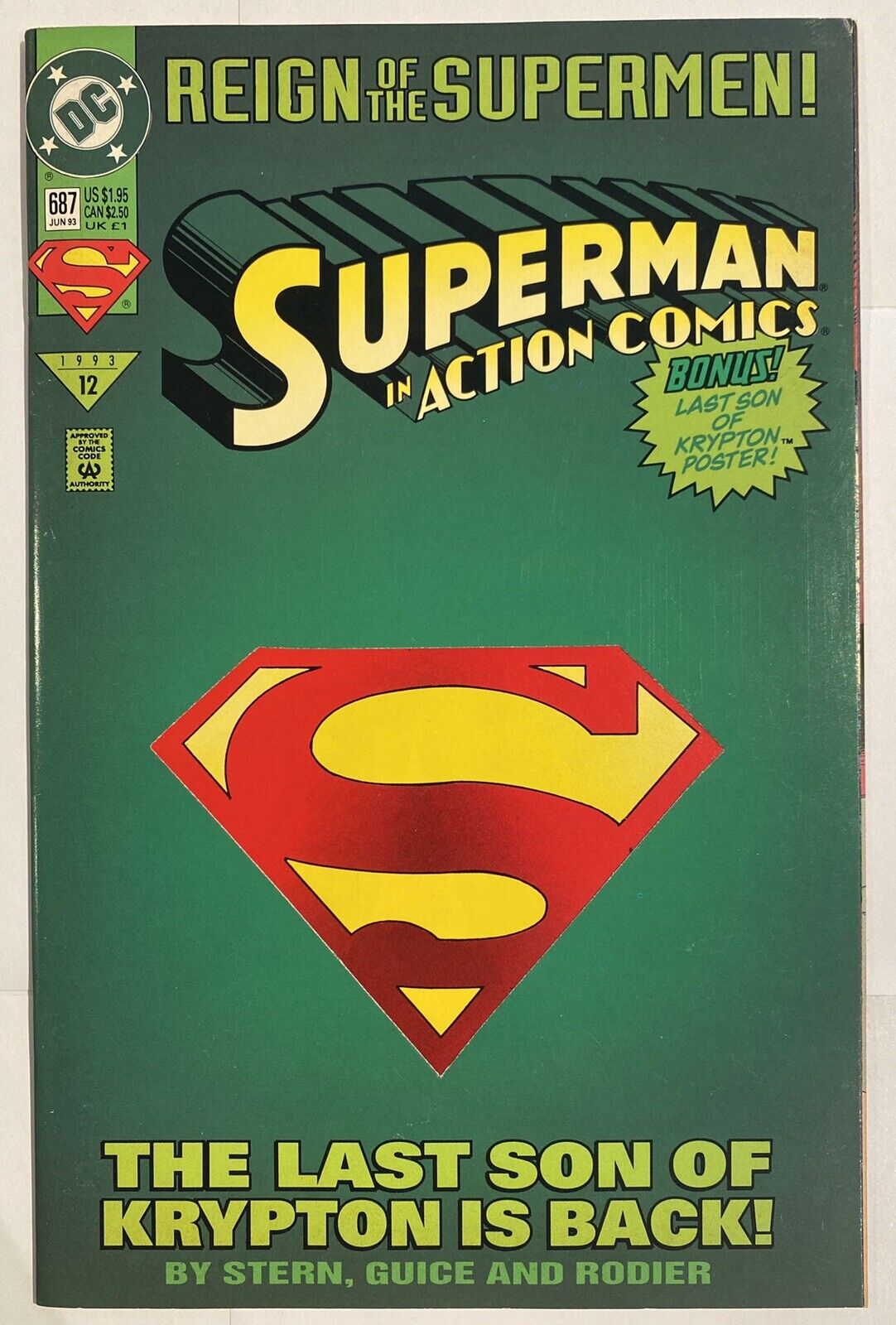 DC SUPERMAN IN ACTION COMICS REIGN OF THE SUPERMEN 1993 #12 #687 JUNE 93