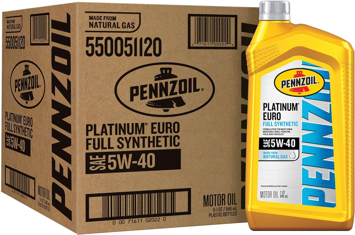 Pennzoil Platinum Euro Full Synthetic 5W-40 Motor Oil, Pack of 6