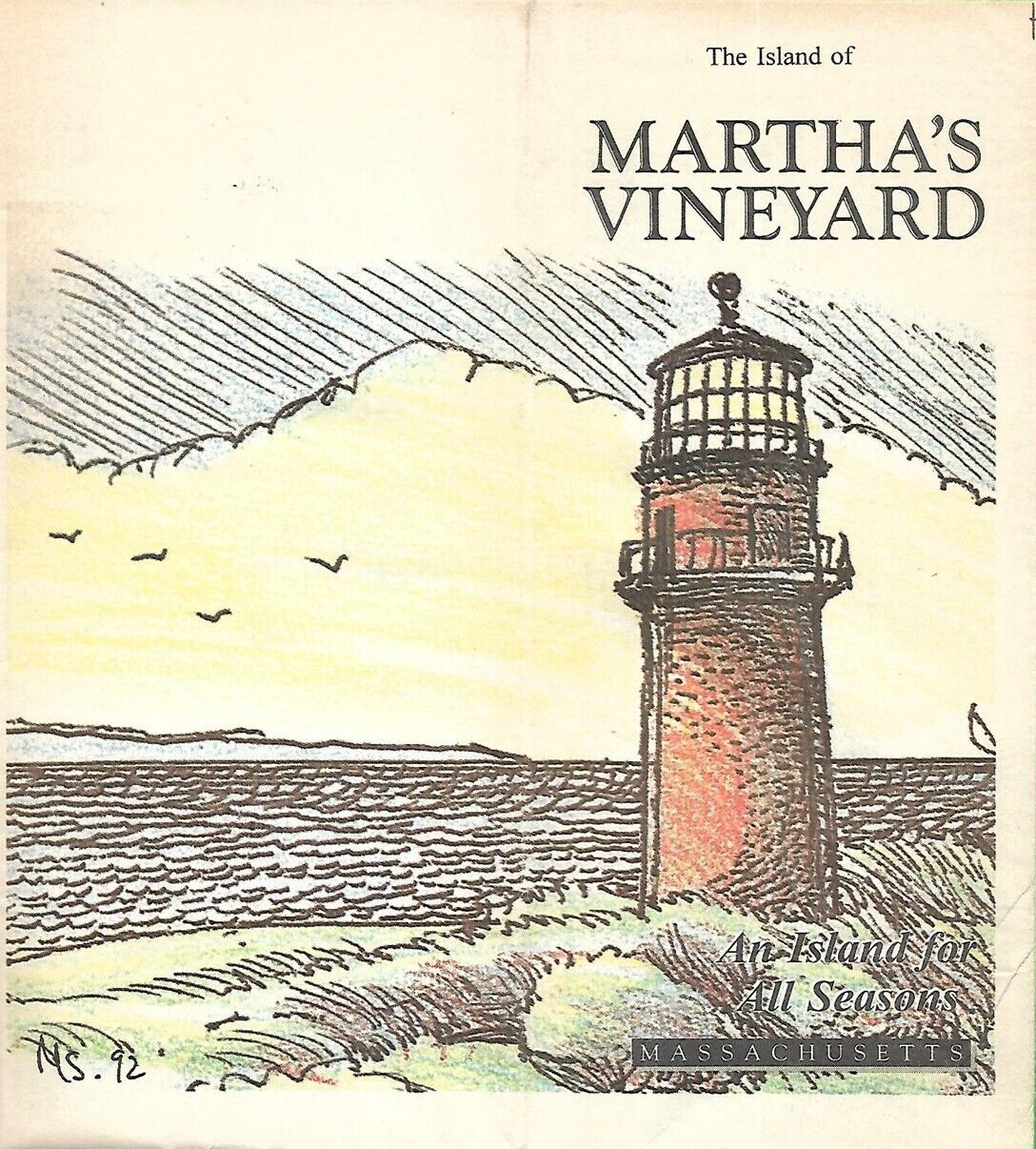 Mark Shasha Lighthouse Map MARTHA'S VINEYARD Massachusetts 1995 Ferry Schedule