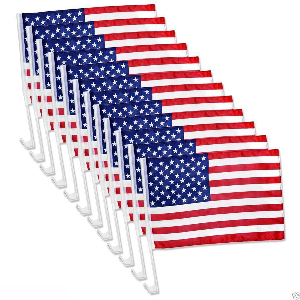 12 pack  US American USA Patriotic Window Clip Car Flag 17