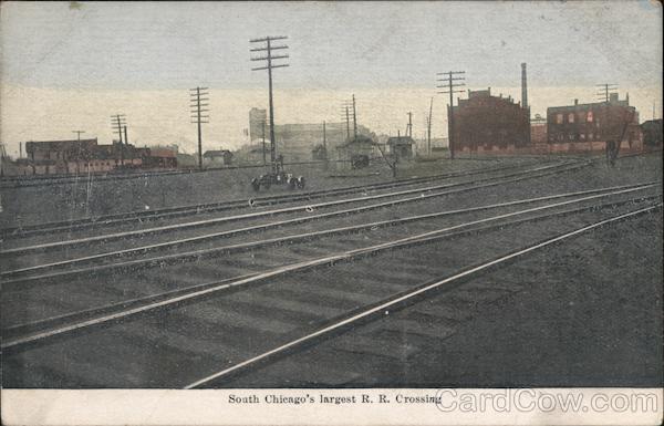 South Chicago\'s Largest R.R. Crossing,IL Cook County Illinois Postcard Vintage