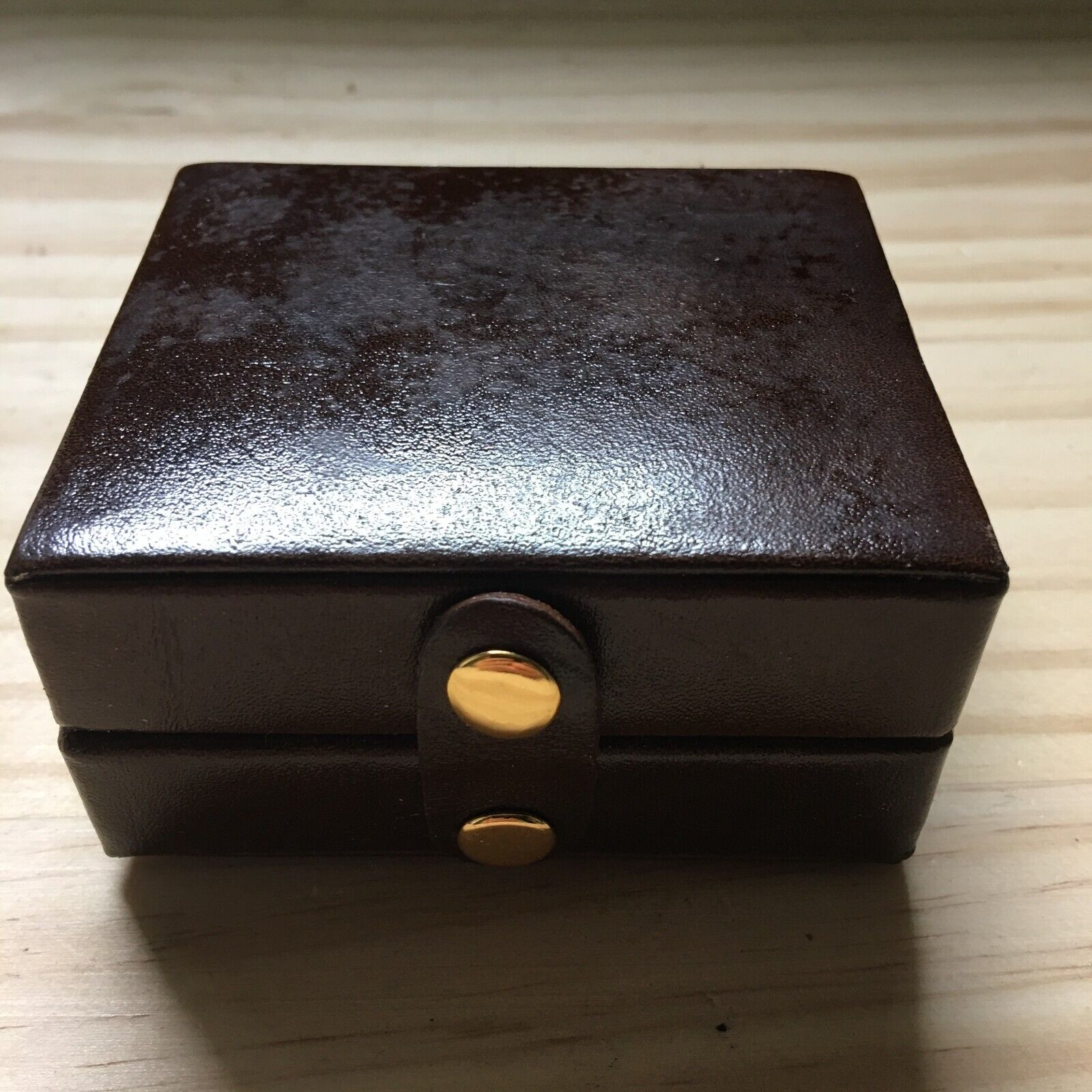 Superb 1980s vintage Leather jewelry box Rectangle Dark brown 3.25\
