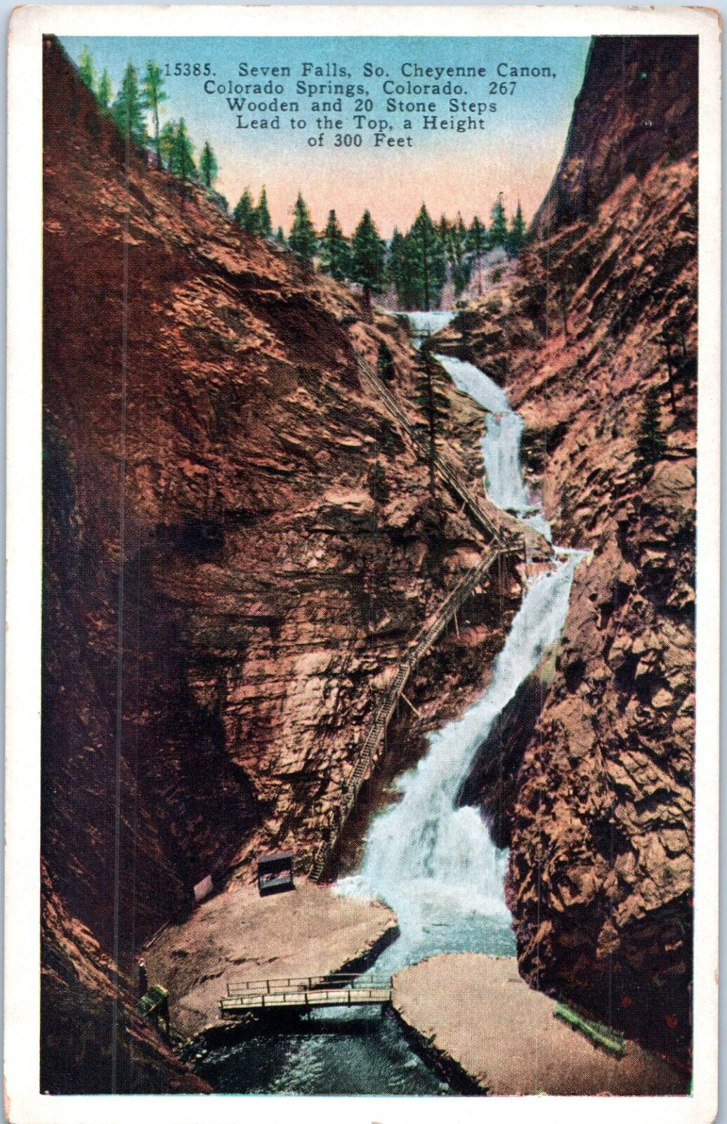 Seven Falls South Cheyenne Canyon Colorado Springs 1928 Colorado Postcard