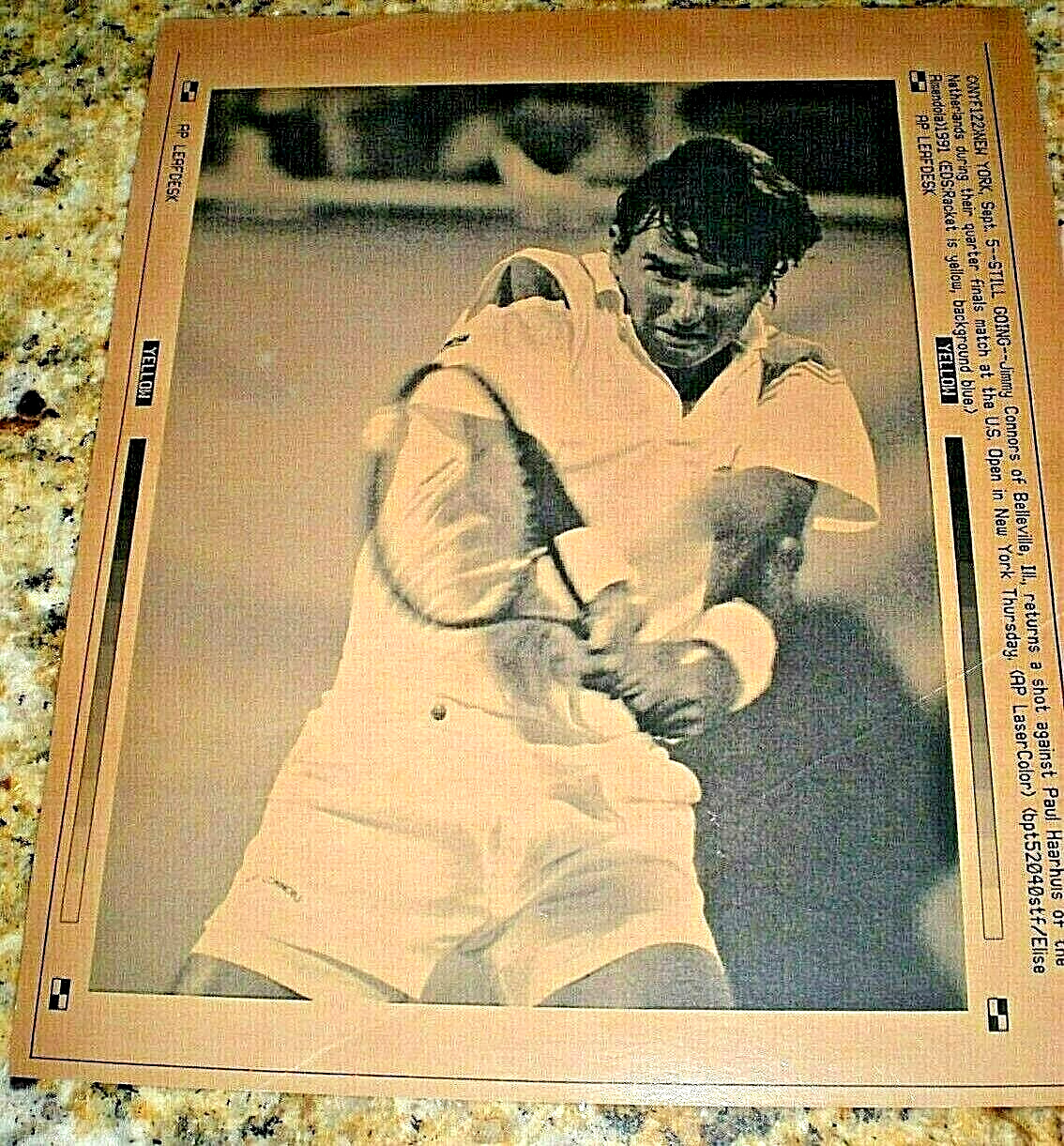 1991 JIMMY CONNORS US OPEN (RARE) AP WIRE PRESS PHOTO NEW YORK QUARTER FINALS