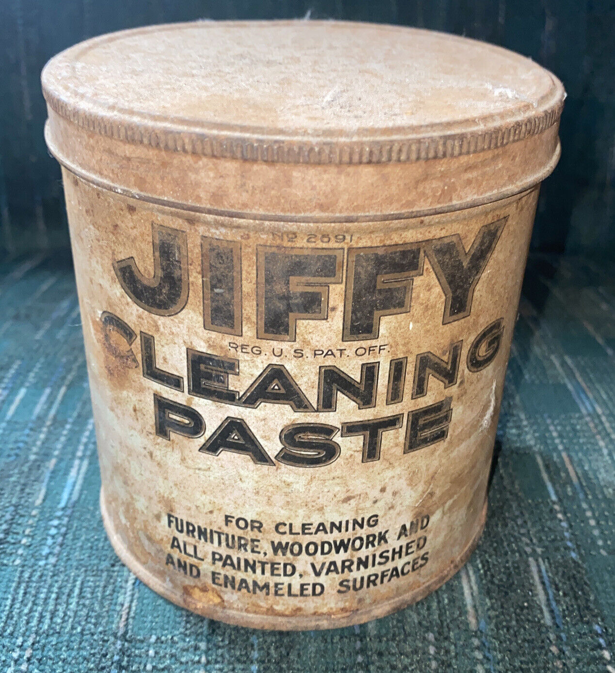 Vintage Jiffy Cleaning Paste Advertising Tin Can Zanol Products Cincinnati Ohio