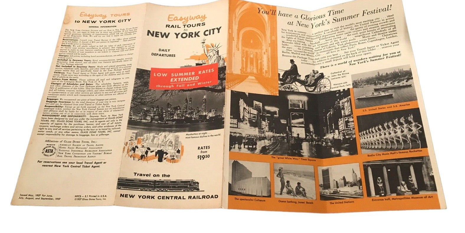 Vintage Railroad Ephemera 1957 EASYWAY RAIL TOURS TO NEW YORK CITY Brochure