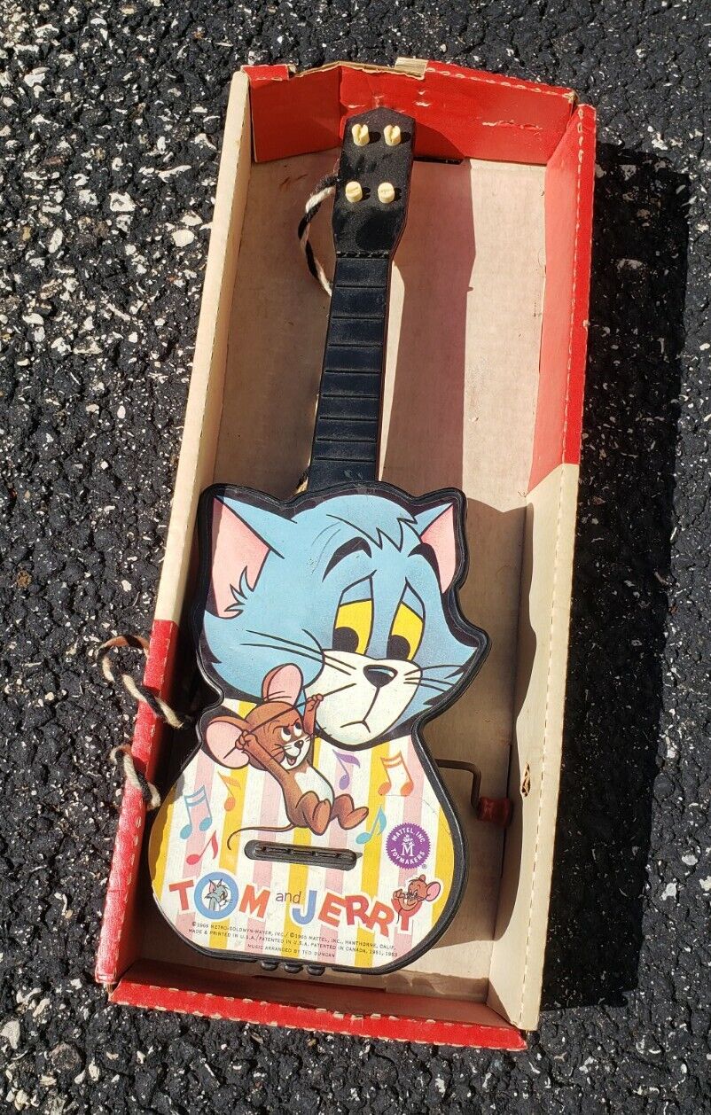 TOM & JERRY MATTEL MUSIC MAKER TOY GUITAR Ukulele  1965 with Box Non working