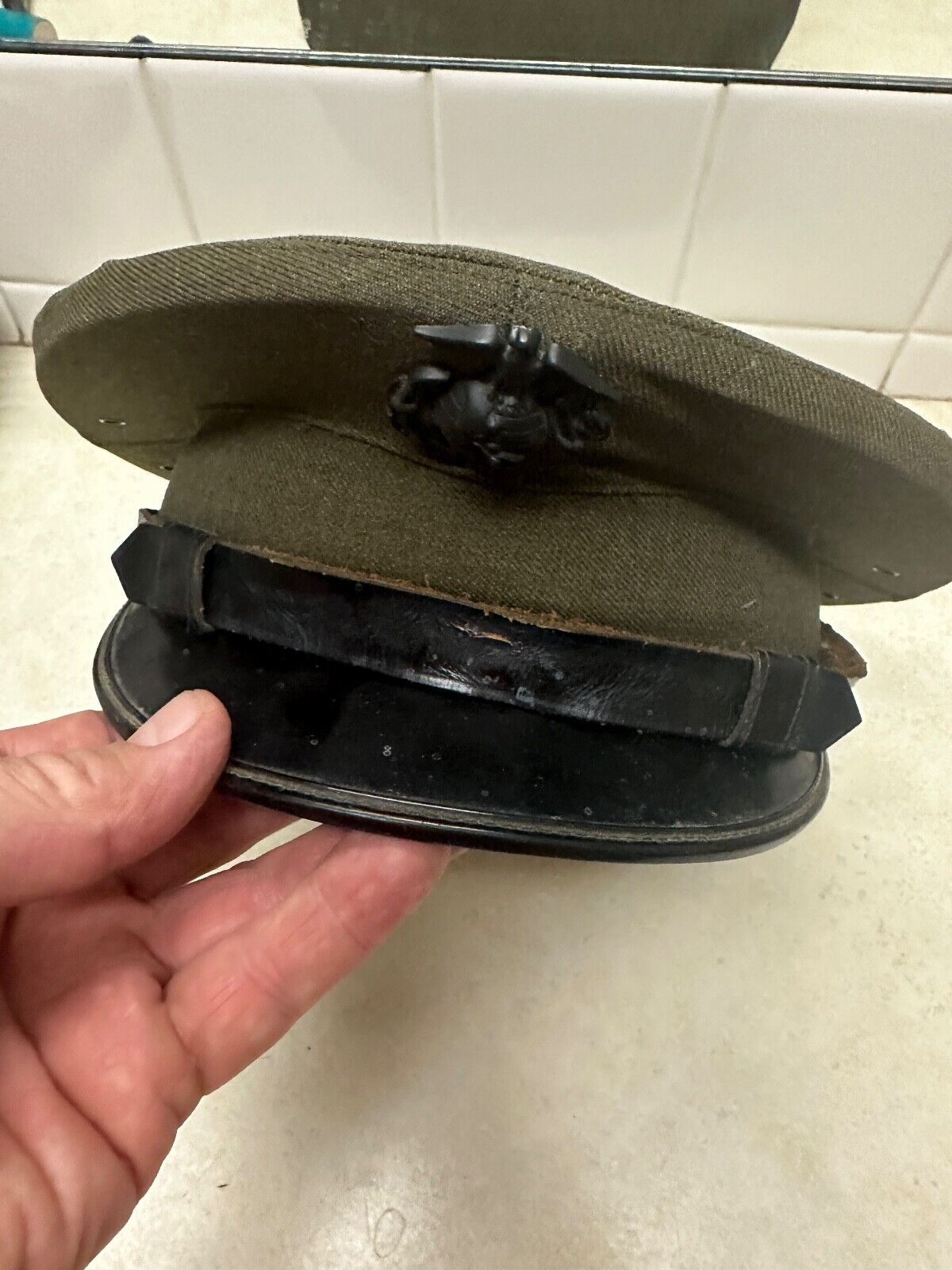 Vintage US Marine Corp Military Dress Visor Cap Hat Size  6 3/4