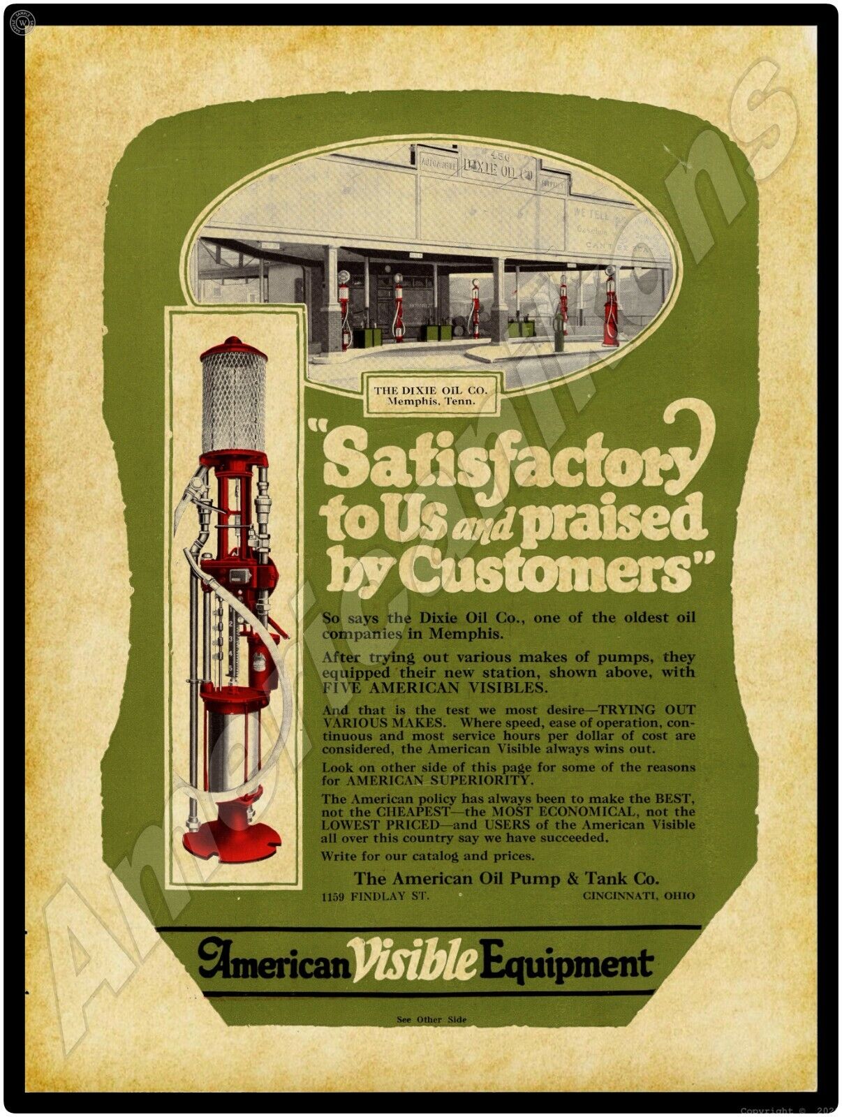 1924 American Visible Gas Pumps NEW Metal Sign: Cincinnati, OhiO - Large Size