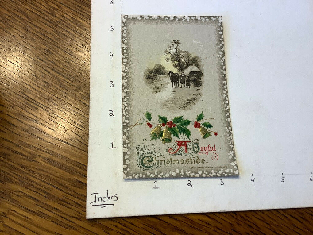 Original Vintage -- embossed A JOYFUL CHRISTMAS post card - unused, GERMAN