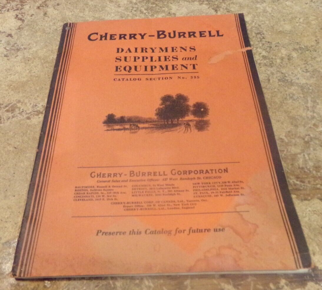 1935 cherry-burrell dairymens supplies + equipment catalog good used