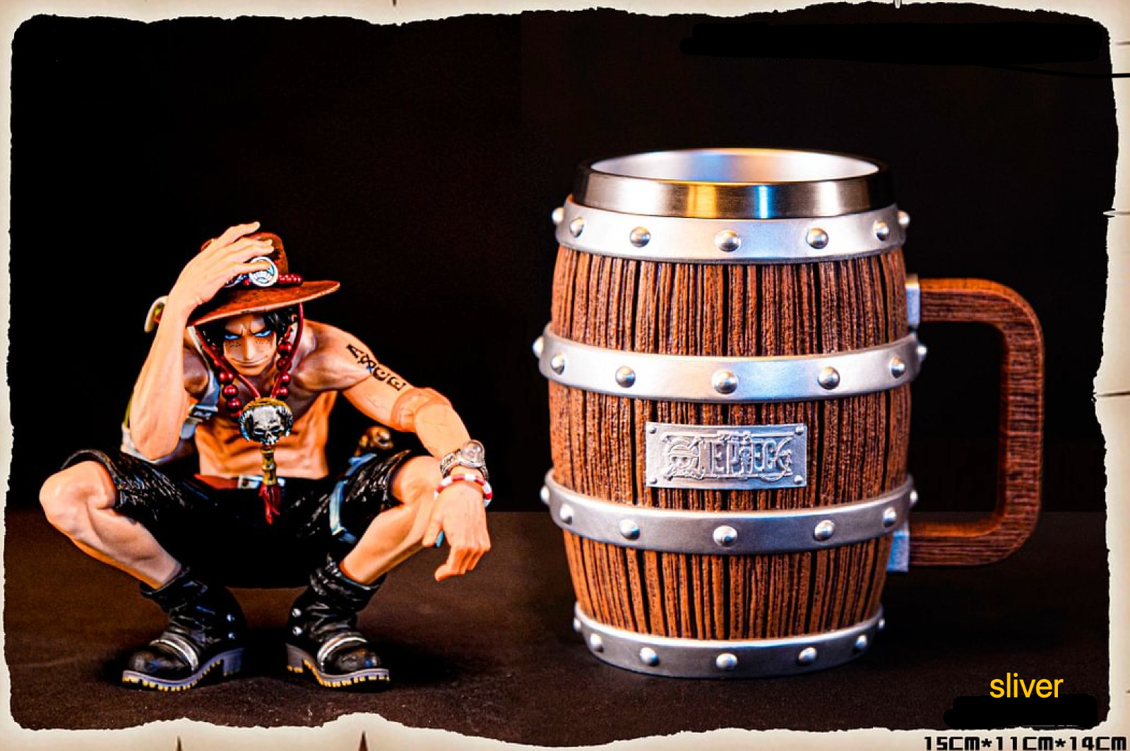1/1 Scale ONE PIECE Luffy Zoro Beer Barrel Cup Resin Statue Stainless Steel Mug