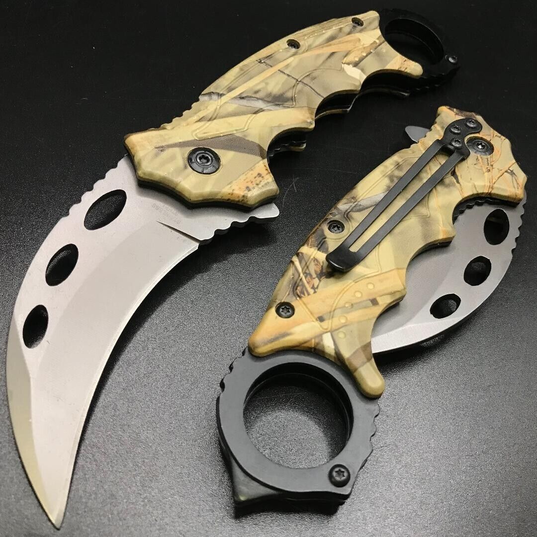 CS:GO Tactical Karambit Spring Assisted Open Blade Folding Pocket Knife Claw EDC