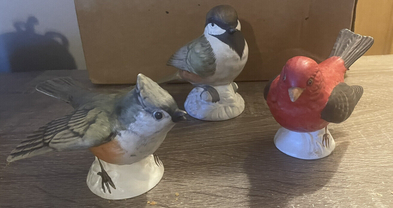 Vintage Goebel Lot Of Three Birds Mint capped chickadee
