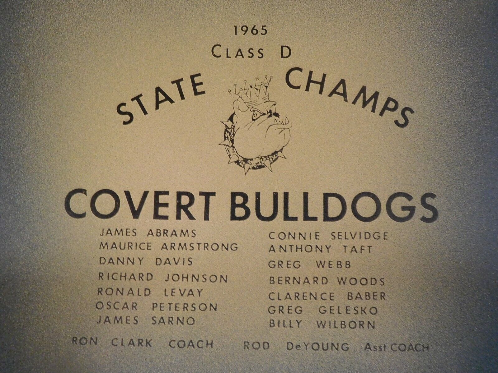 RARE1965 Covert, MI Bulldogs State Champs Class D ~ This is a broiler tray