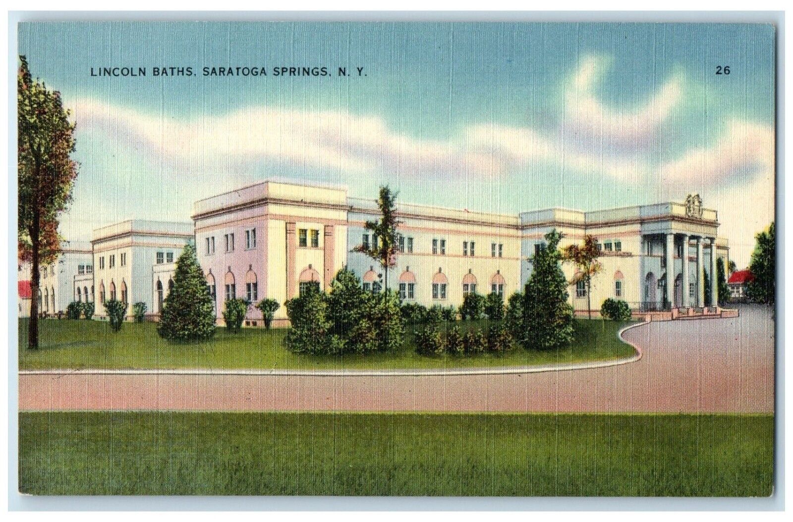 c1930's Lincoln Bath House Saratoga Springs New York NY Vintage Postcard