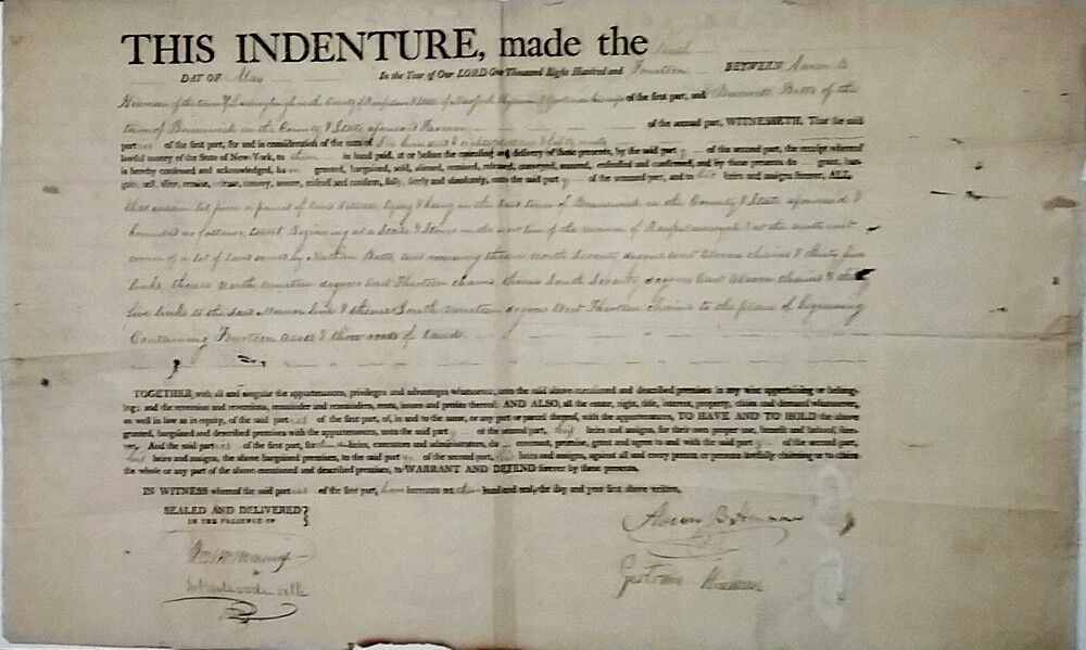 Original Indenture Aaron B. Hinman to Burwell Betts 14 acres 3 rods May 10, 1814