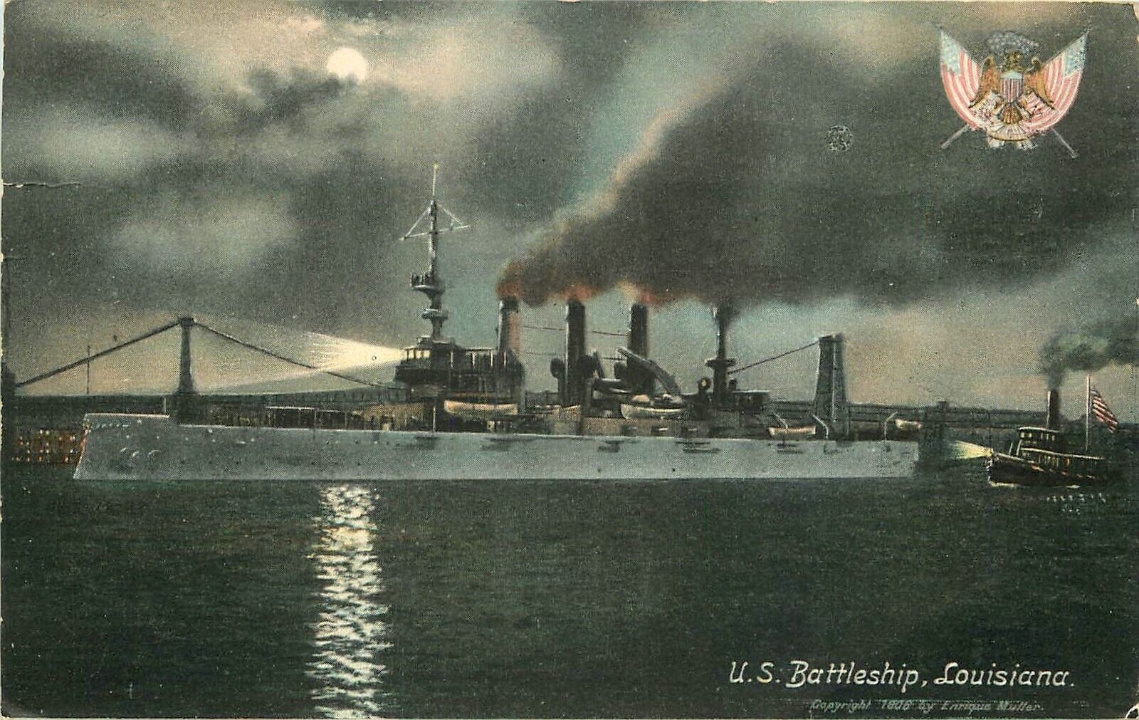 Postcard US Battleship Louisiana C-1910 Navy Military 23-3444