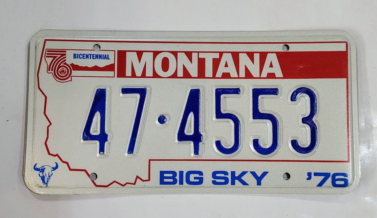 1976 Vintage MONTANA Bicentennial License Plate ~ 47 4553 ~ 🔥  🔥