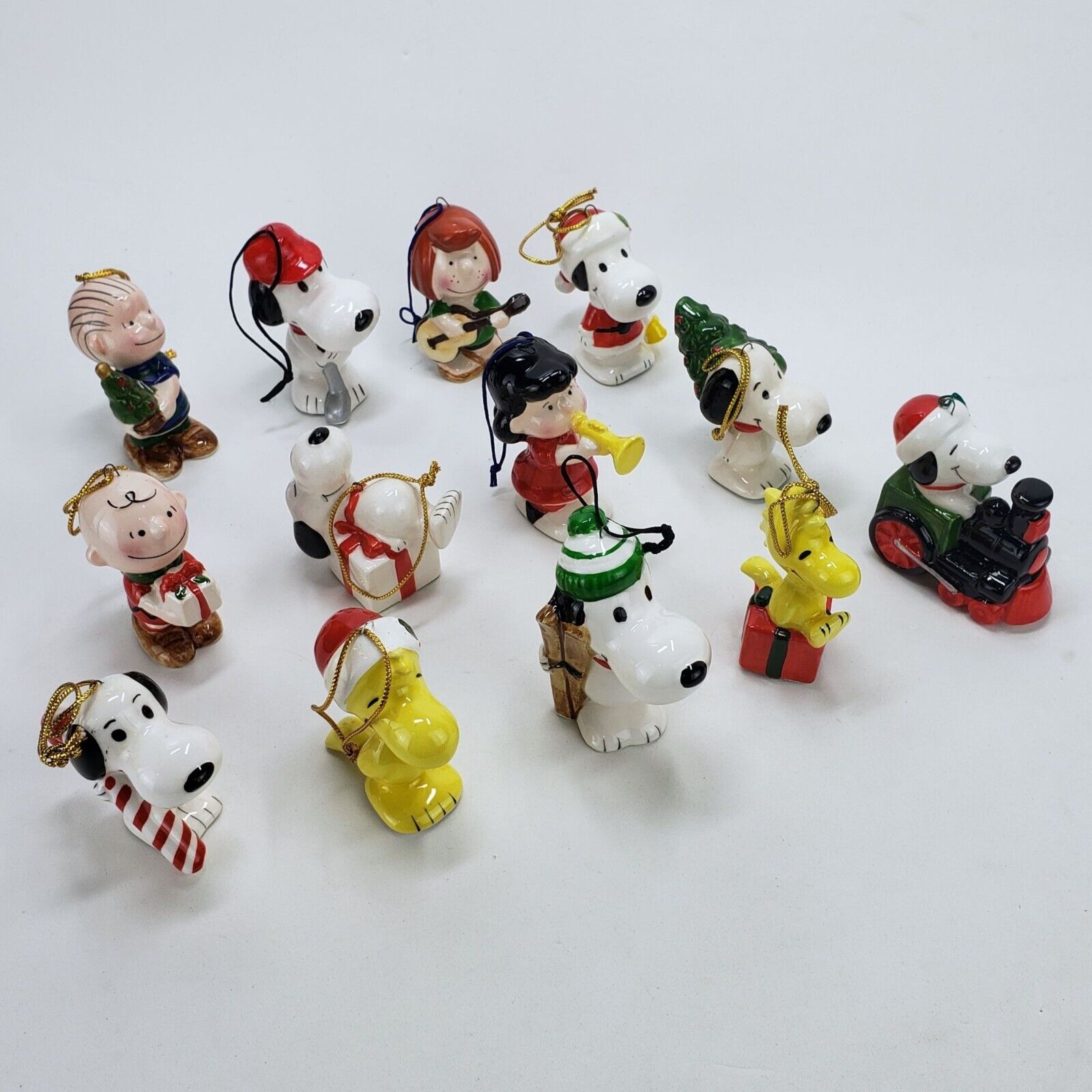 13 Vintage Lot of Peanuts Snoopy Ceramic Christmas Ornaments 1950-1966 Japan