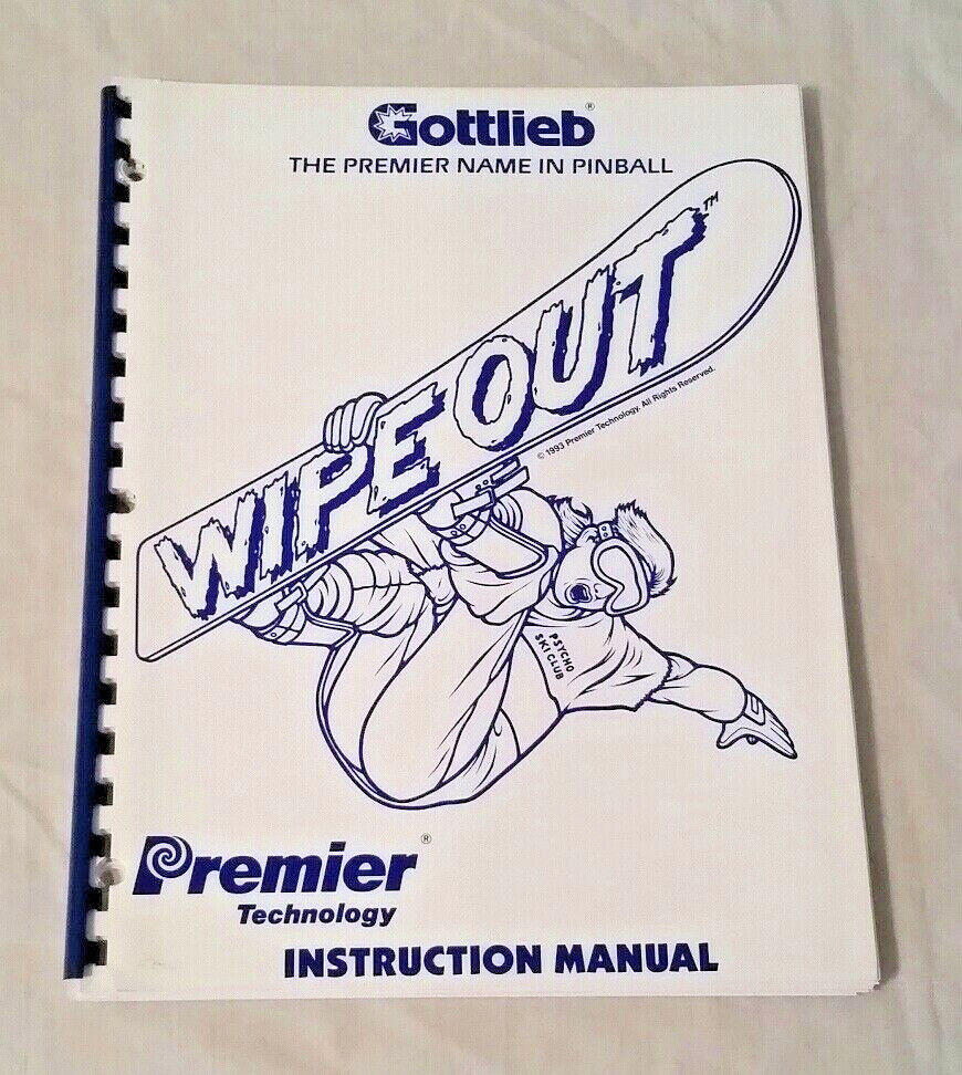 Gottlieb Premier Wipe Out Pinball Machine Original Manual & Schematics NOS