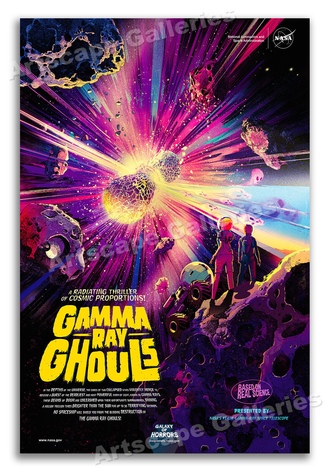 Gamma Ray Ghouls Cosmic Radiation NASA Horror Movie Style Poster - 16x24