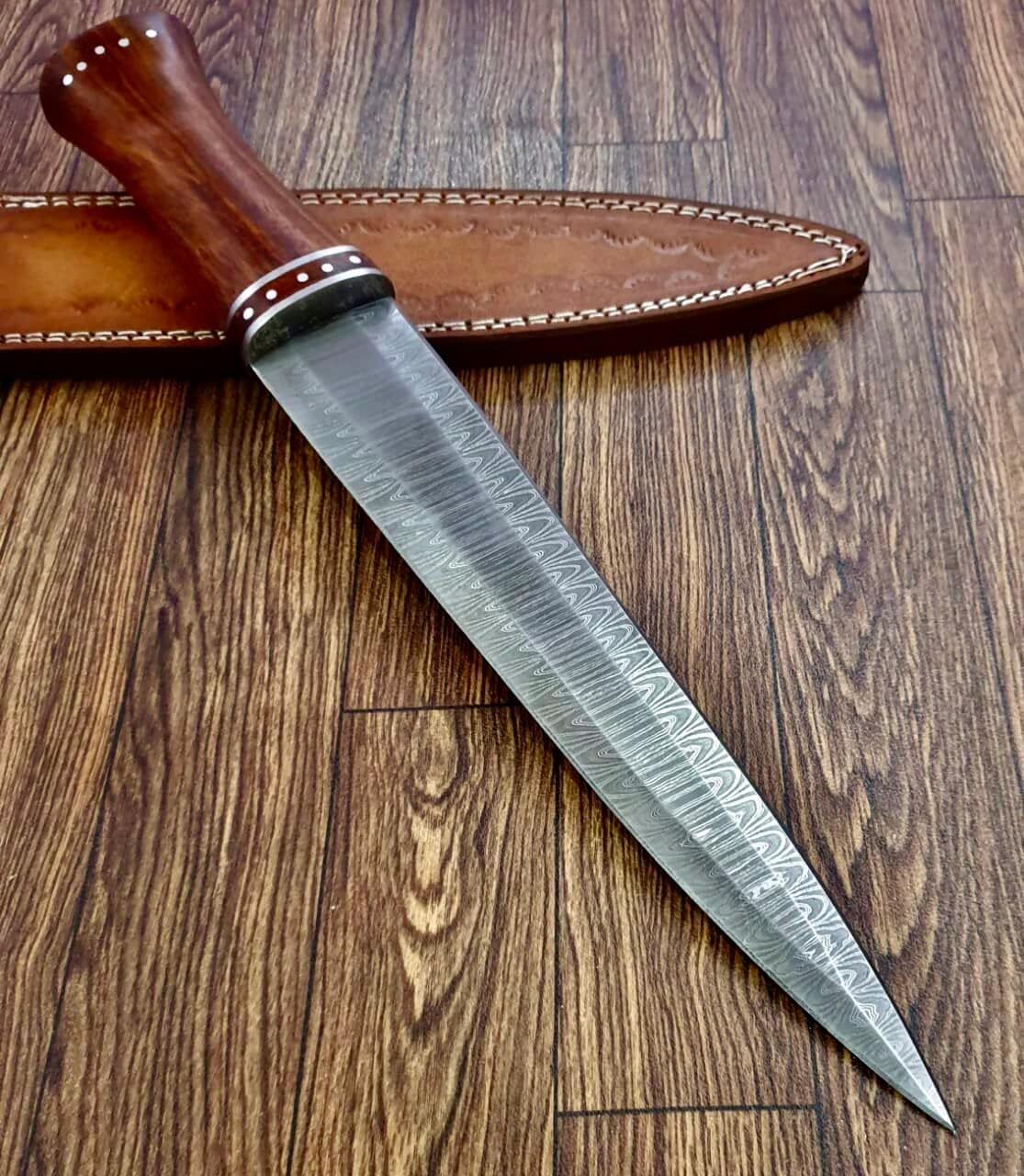 Poshland Custom Handmade Damascus Steel  Dirk Blade Knife - Perfect Grip Handle