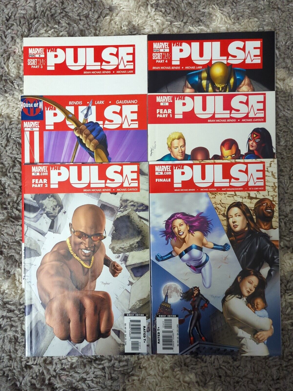 Lot Of 6 2005 Marvel The Pulse Comics #8-12 & 14 Bagged And Boarded