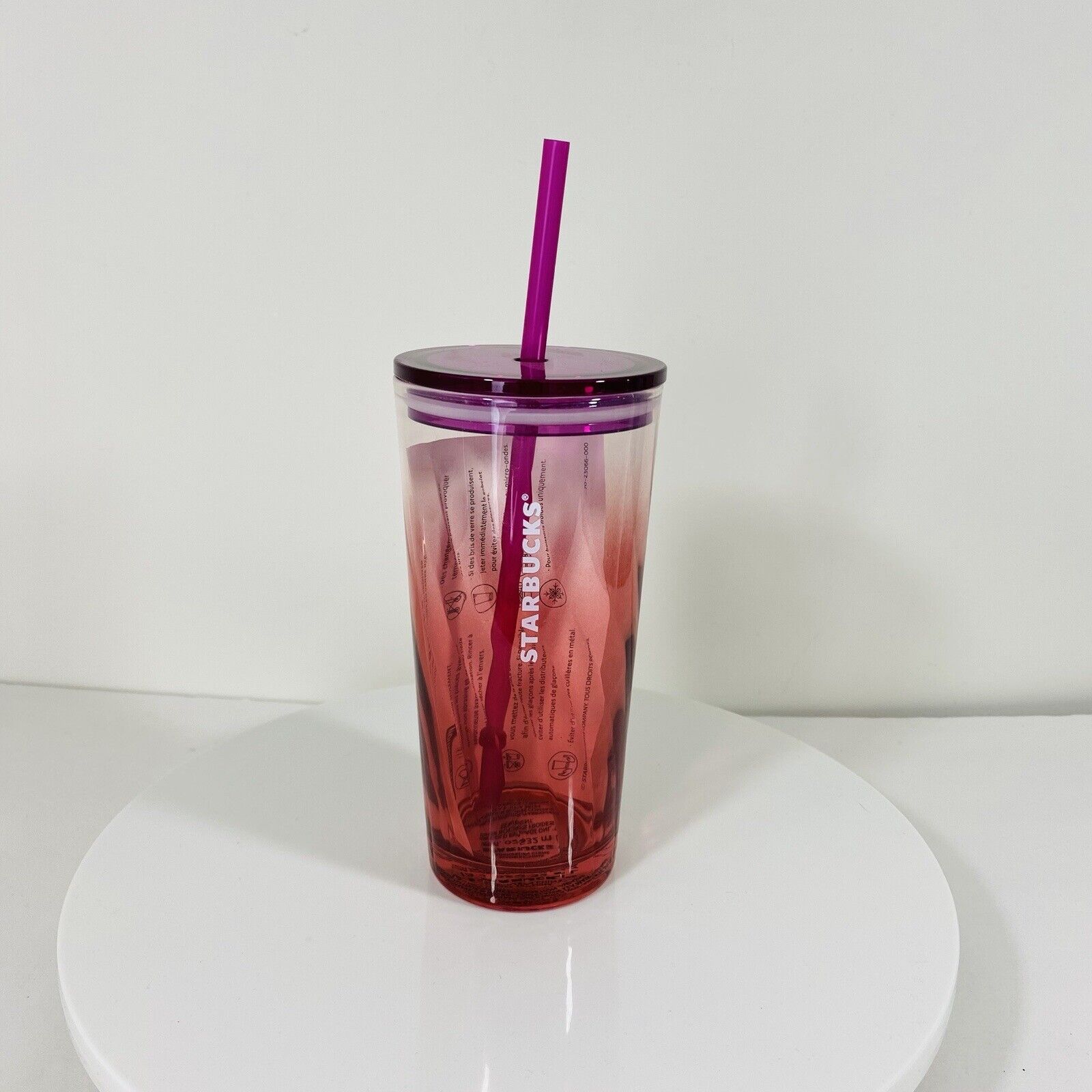 Starbucks Collectible Tumbler Recycle Glass Pink Purple  New 16oz Cold To Go 