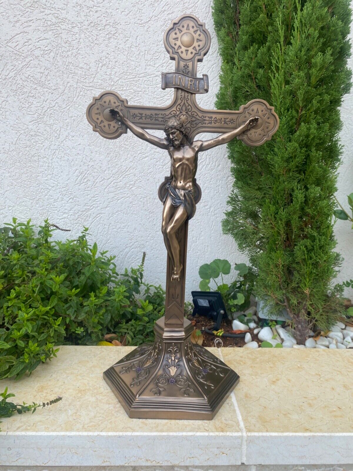 22” standing Crucifix , very high quality, Cold Cast Bronze and resin